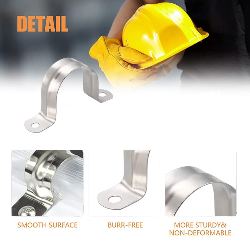 AKIHISA 10 Pcs 304 Stainless Steel U Tube Pipe Clamp - 5/8 Inch (16mm) ID U Bracket Pipe Strap Clamp for Plumbing, HVAC, and Automotive Applications