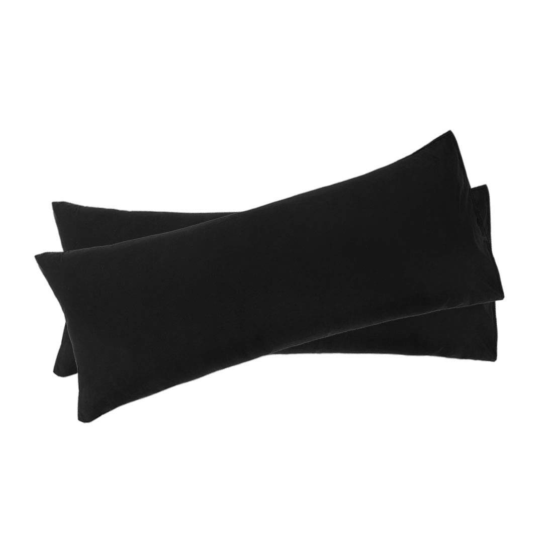 uxcell Set of 2 Soft Microfiber Body Pillow Covers 20x48 Inches - Breathable Polyester Pillowcases for Full Body Pillows (Black) - Perfect for Pregnancy Support, Back Pain Relief & Comfortable Sleeping