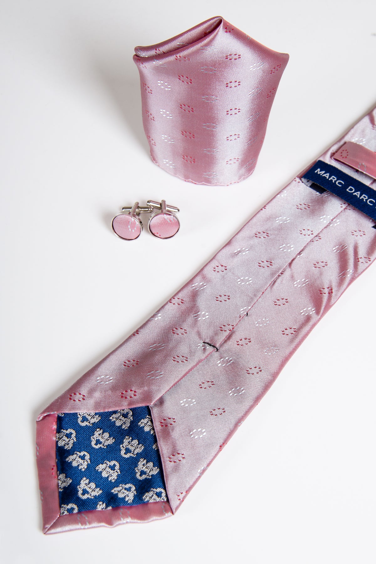 TS CIRCLE Pink Silk Tie and Pocket Square Set for Men - Elegant Wedding, Prom, and Formal Occasion Accessories
