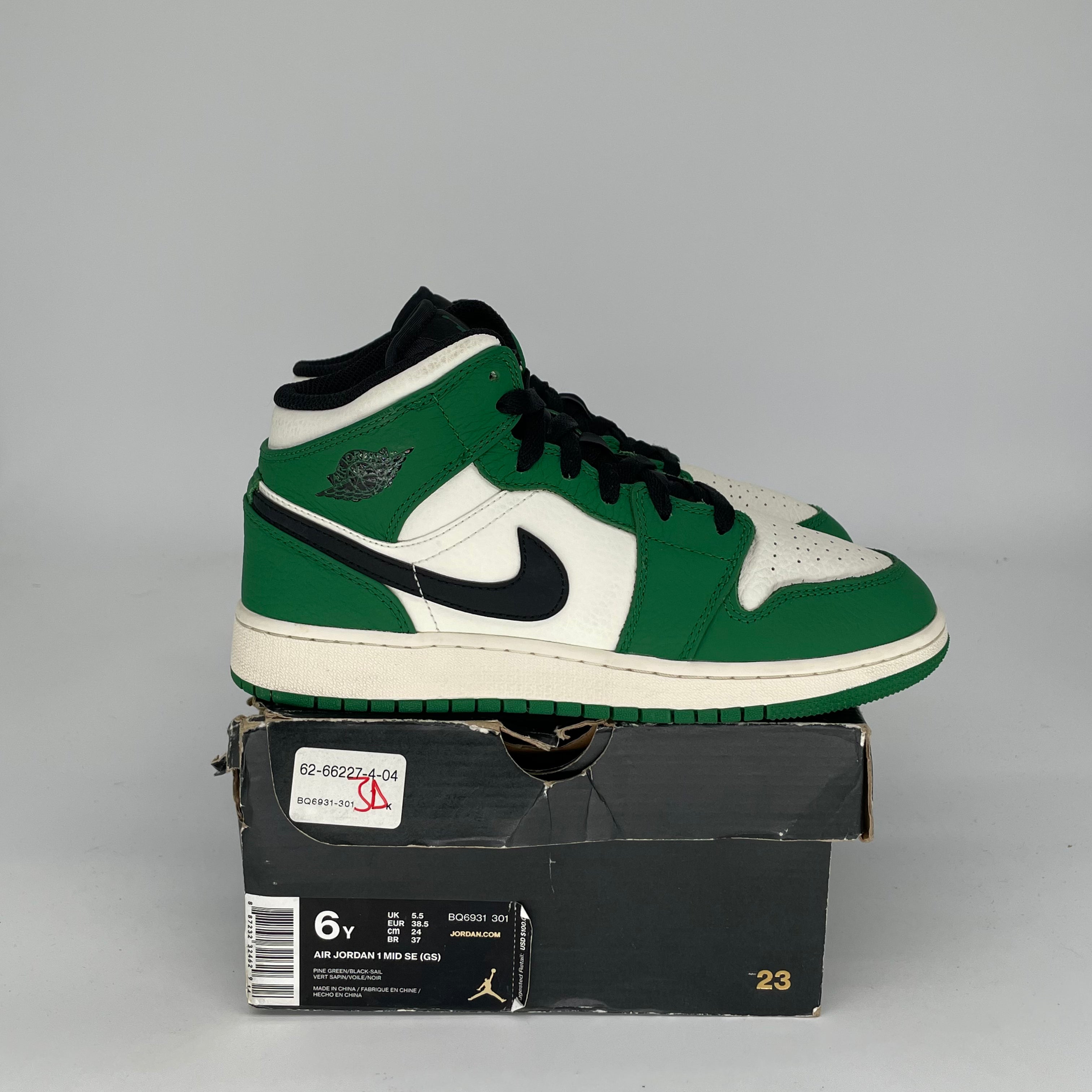 AIR JORDAN 1 MID PINE GREEN Sneakers - Women's Size 6/7.5W (BQ6931-301) - Basketball Shoes for Casual Wear & Street Style Fashion