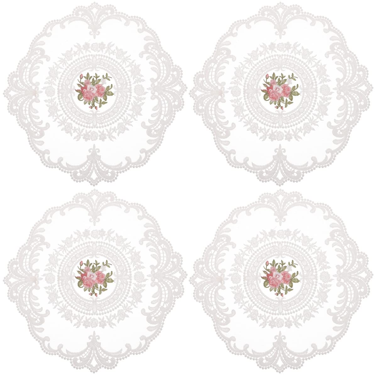 DOITOOL 4-Piece Lace Placemats Set - Elegant Table Mats for Coffee Cups, Mugs & Photo Props - Perfect for Home Dining, Tea Parties & Instagram Decor