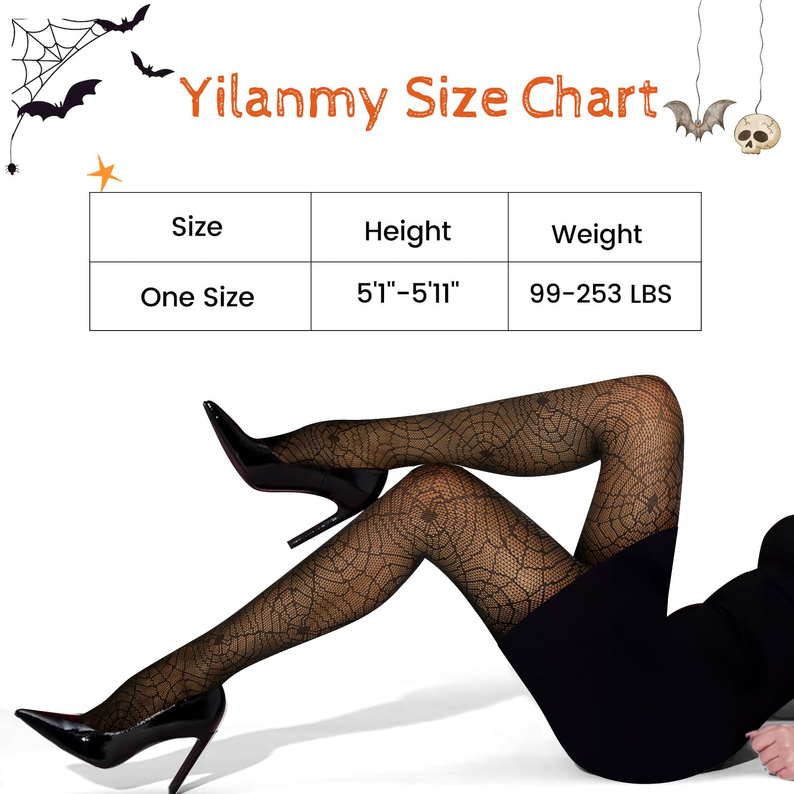 Yilanmy Women's Fishnet Stockings - 3 Pairs Black Patterned Tights with Suspender, Sexy Halloween Pantyhose for Cosplay, Party, Night Out & Lingerie Outfits