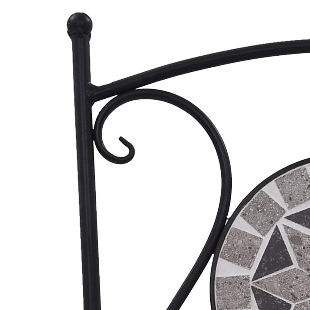 2-Pack Gray Mosaic Bistro Chairs - Metal Folding Outdoor Patio Furniture for Garden, Balcony & Backyard | Weather-Resistant Dining Seating for Restaurants, Cafes & Home Decor