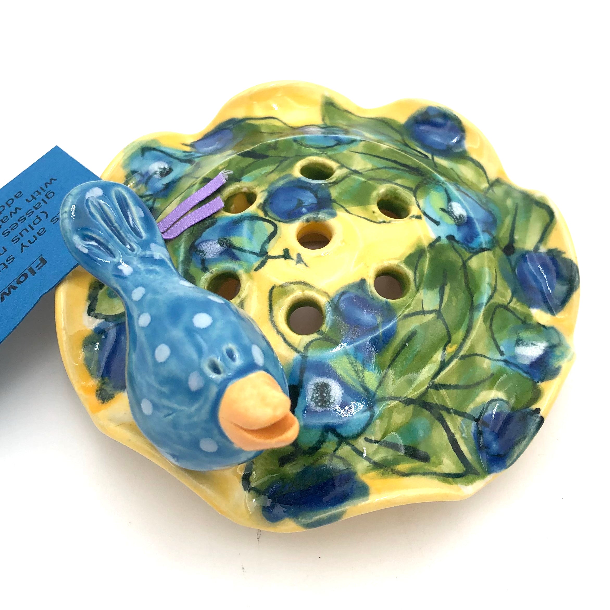 Susan & Peter Stark Yellow Ceramic Flower Frog - Floral Arrangement Holder for Bouquets, Centerpieces, and DIY Wedding Decor