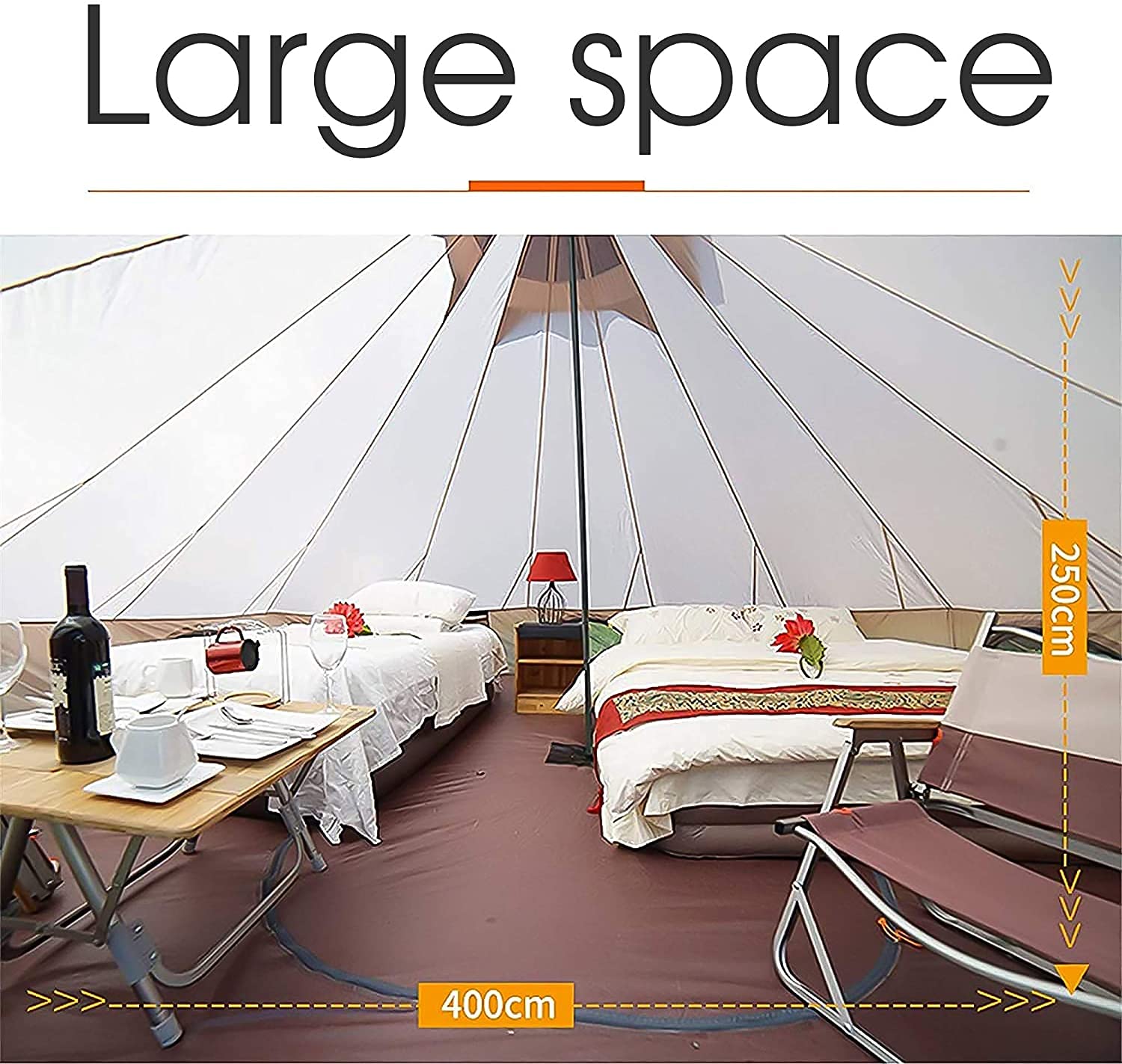 4-Season Waterproof Camping Yurt Tent - 4m Large Bell Tent for 3-10 Persons | Durable Polyester Pyramid Shelter for Outdoor Adventures, Festivals & Leisure Camping