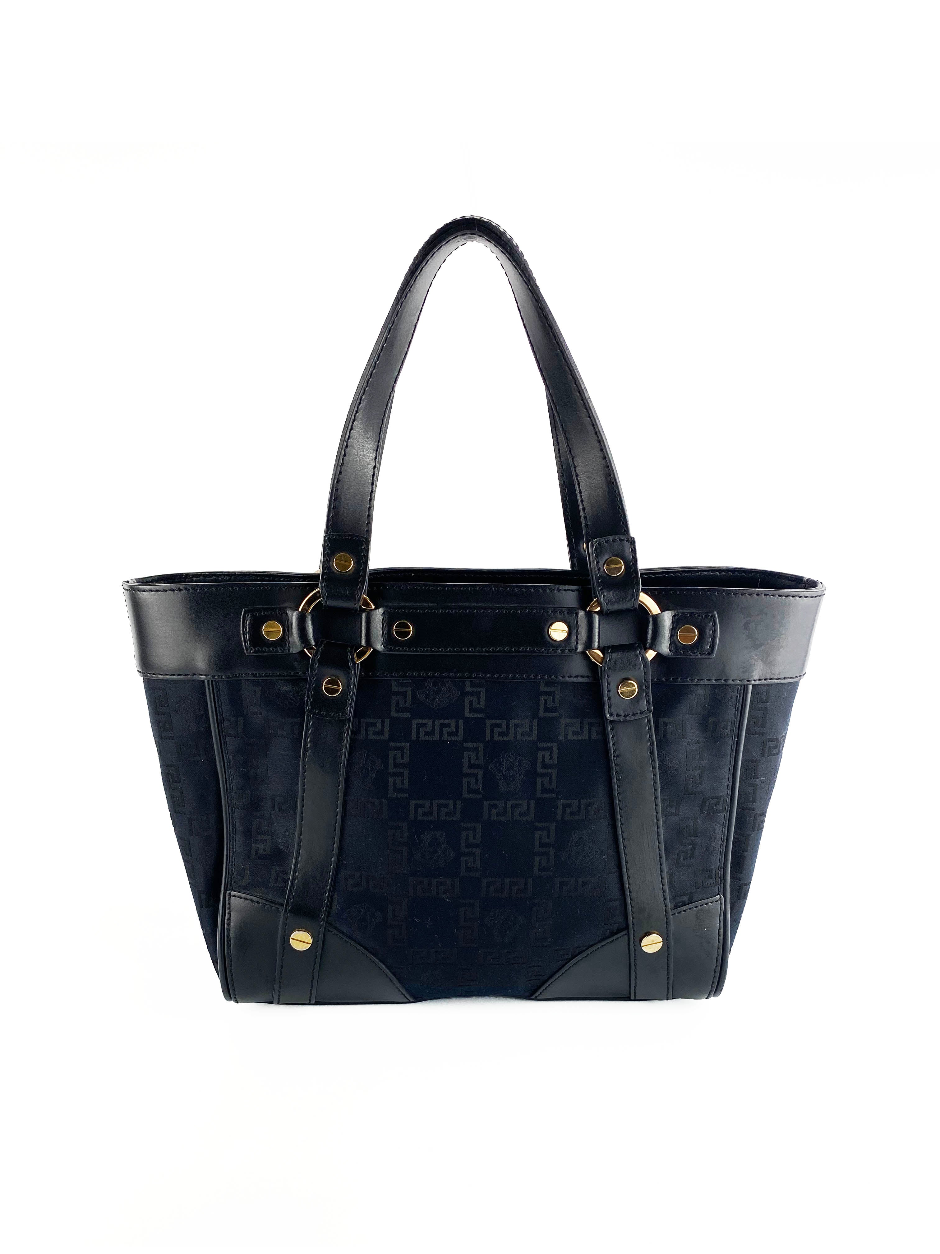 Versace Black Nylon Tote Bag for Women - Luxury Designer Handbag for Work, Travel & Everyday Use