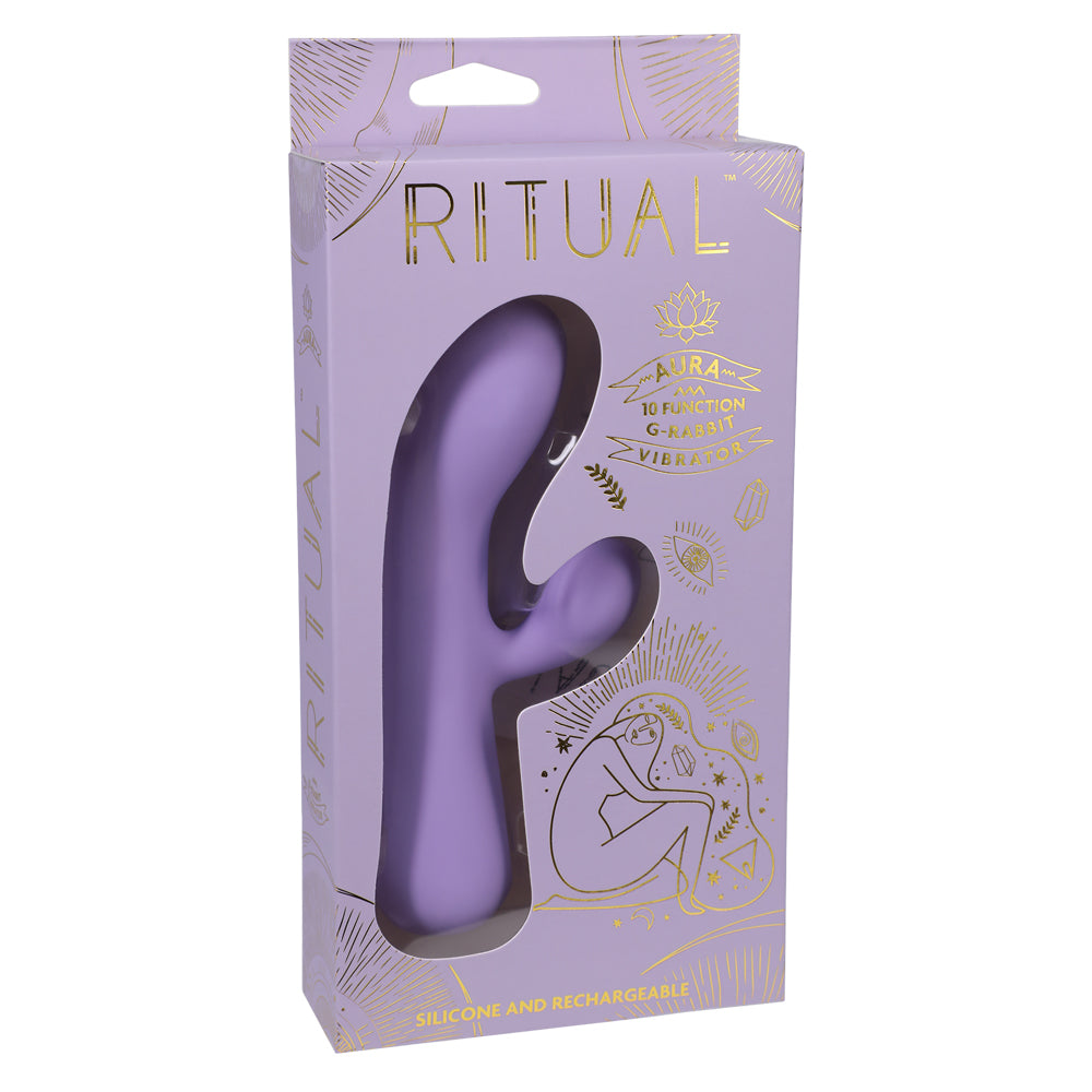 Doc Johnson Ritual Aura 10 Function G Spot Rabbit Vibrator for Women - Powerful Dual Stimulation Clitoral & G-Spot Massager - Waterproof & Rechargeable Adult Toy for Couples & Solo Play