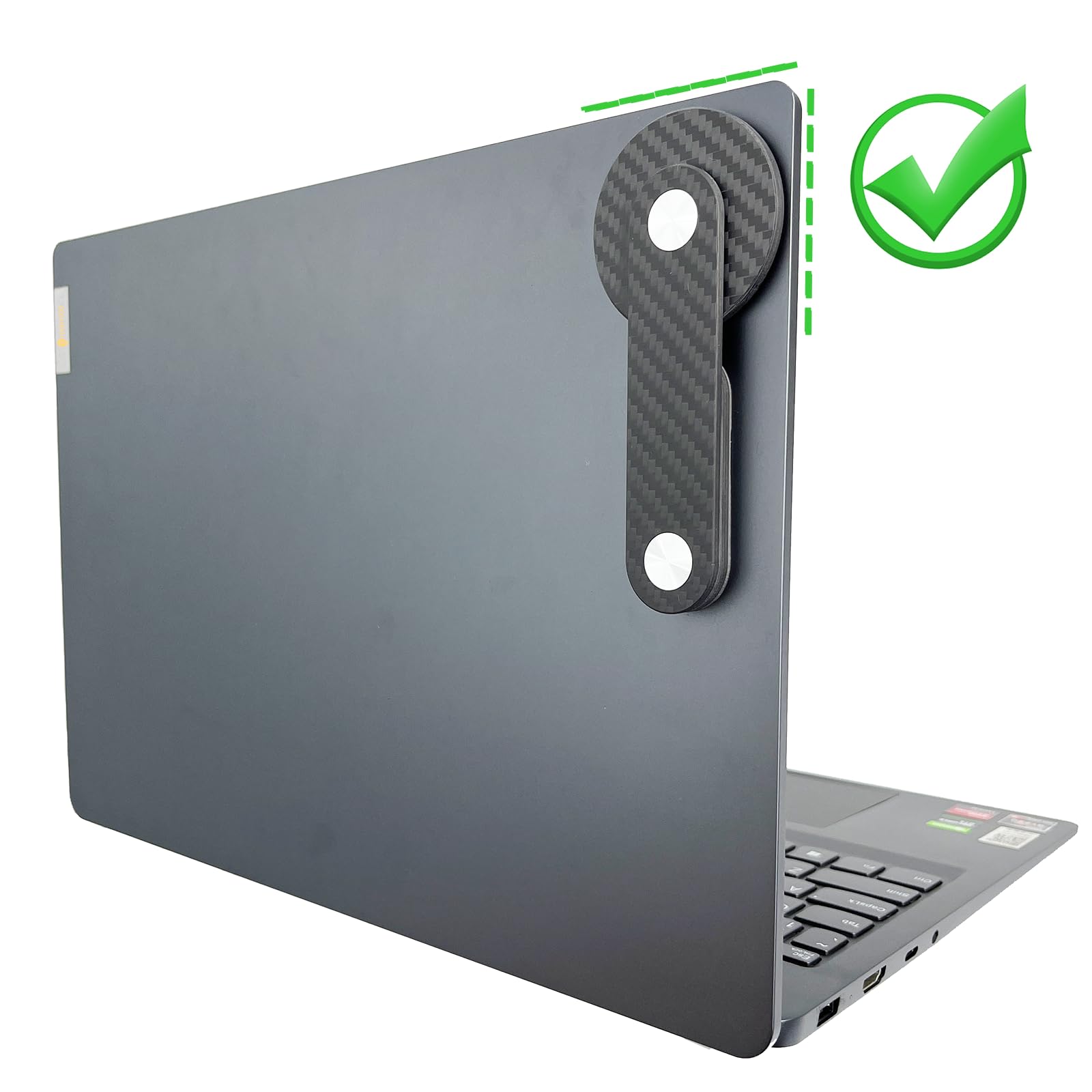 Carbon Fiber Lightweight Adjustable Laptop Stand with Magnetic Phone Holder, Monitor Side Mount Clip for iPhone MagSafe & All Phones, Portable Foldable Computer Expansion Bracket, Cool Black - Perfect for Home Office, Travel, and Gaming Setups
