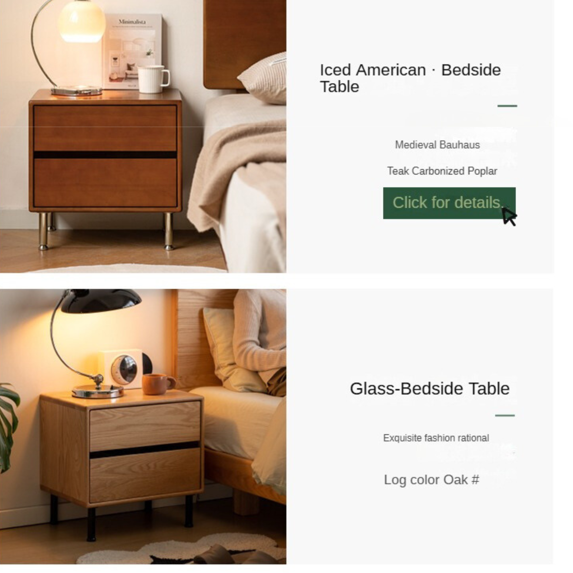 Solid Oak Wood Nightstand - Sturdy Bedside Table with Drawer for Bedroom, Living Room & Office - Perfect for Storage & Decor