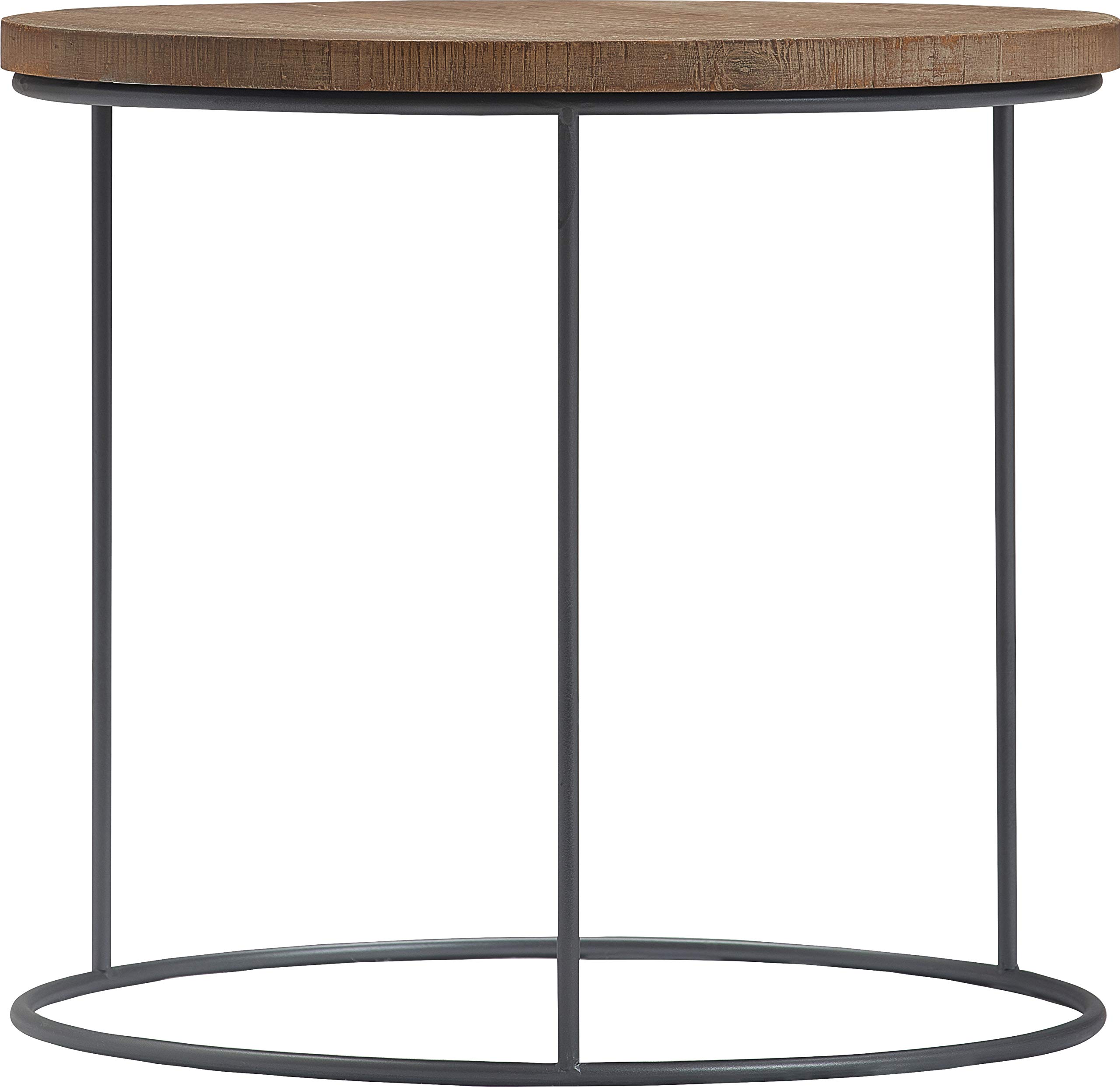 Tommy Hilfiger 3-Piece Geometric Nesting Tables Set - Round Wood & Metal Stacking End Tables, Modern Nightstands for Small Spaces - Distressed Finish | Perfect for Living Room, Bedroom & Office Decor