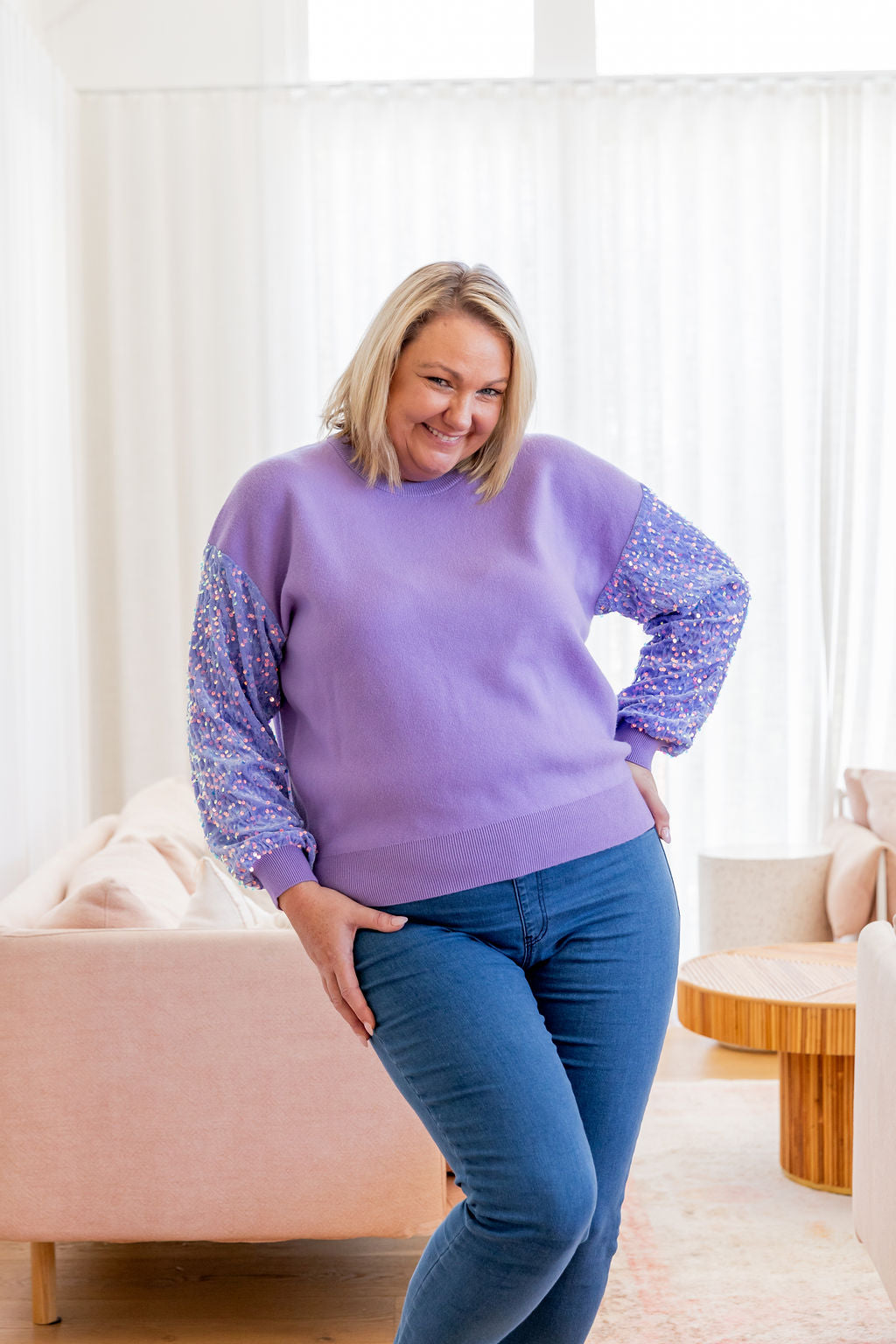 Lilac Glam Knit Sweater for Women - Cozy & Stylish Pullover for Fall & Winter Fashion | Perfect for Casual Outings & Office Wear