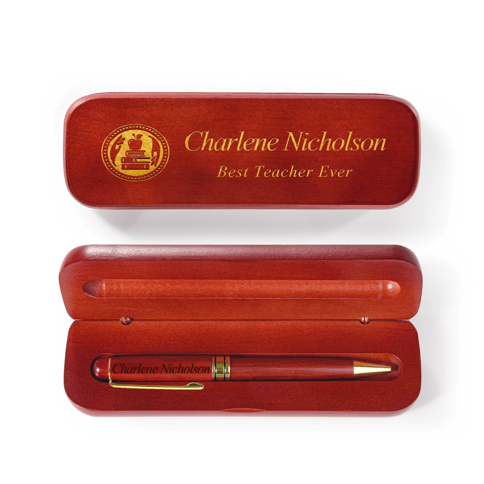 Custom Engraved Rosewood Ballpoint Pen with Gift Box - Personalized Wooden Pen for Teachers, Doctors, Nurses - Perfect for Graduation, Retirement & Thank You Gifts