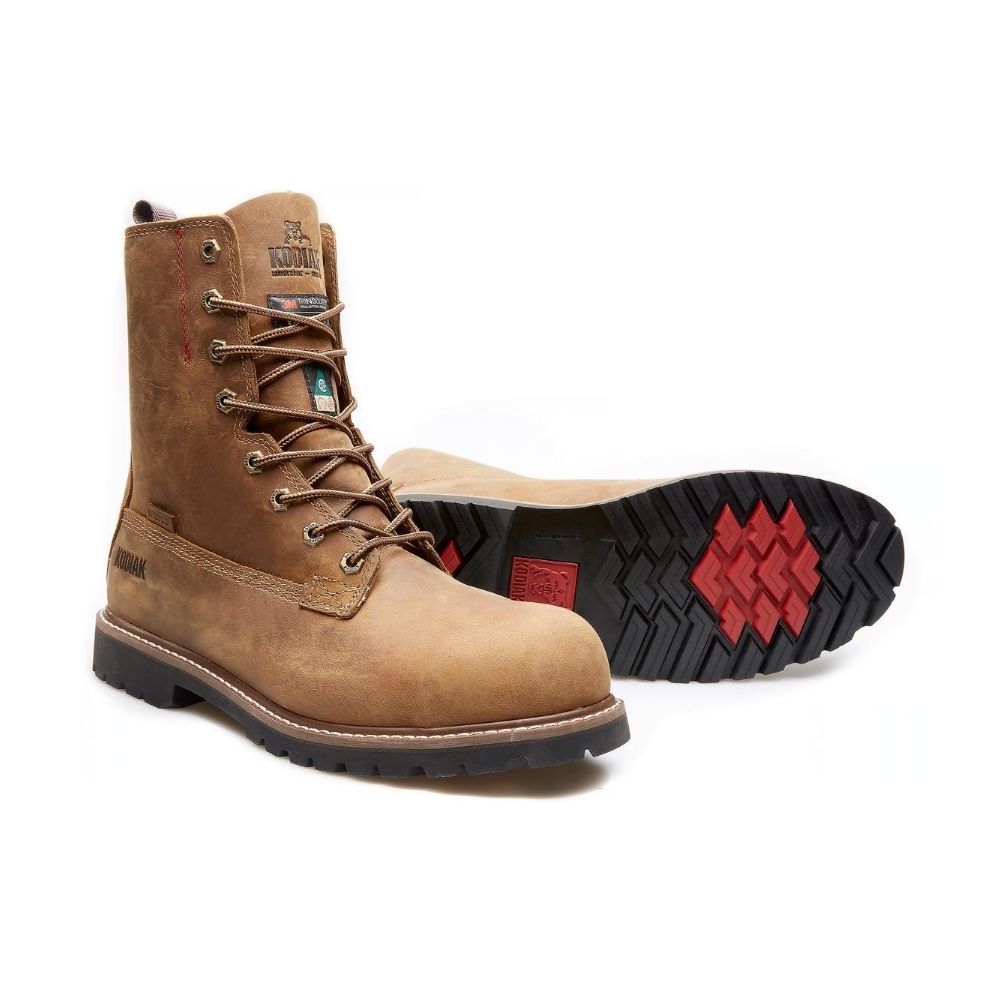 Kodiak McKinney Men's 8 Waterproof Composite Toe Work Boots - Brown (KD0A4NLSBRN) | Durable Safety Shoes for Construction, Hiking & Outdoor Work