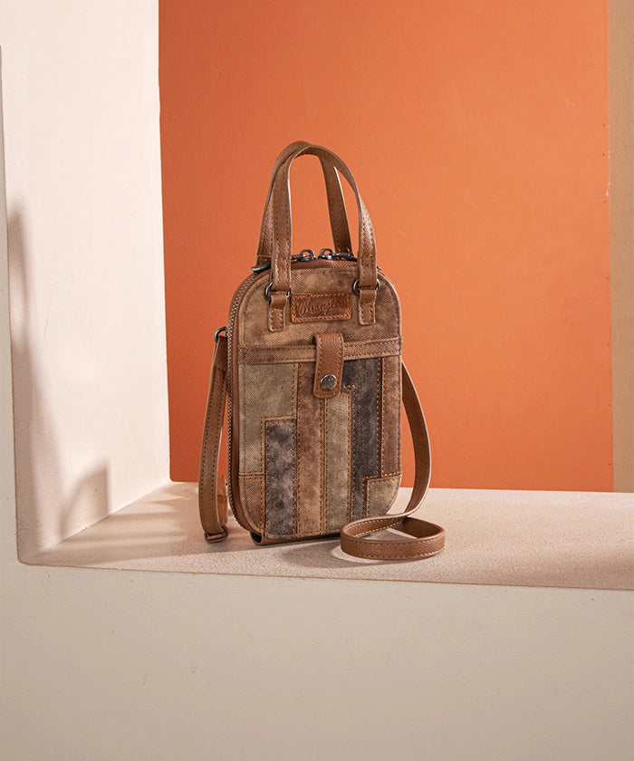 Wrangler Denim Textured Phone Purse - Stylish Crossbody Bag for Women | Perfect for Travel, Shopping & Everyday Use