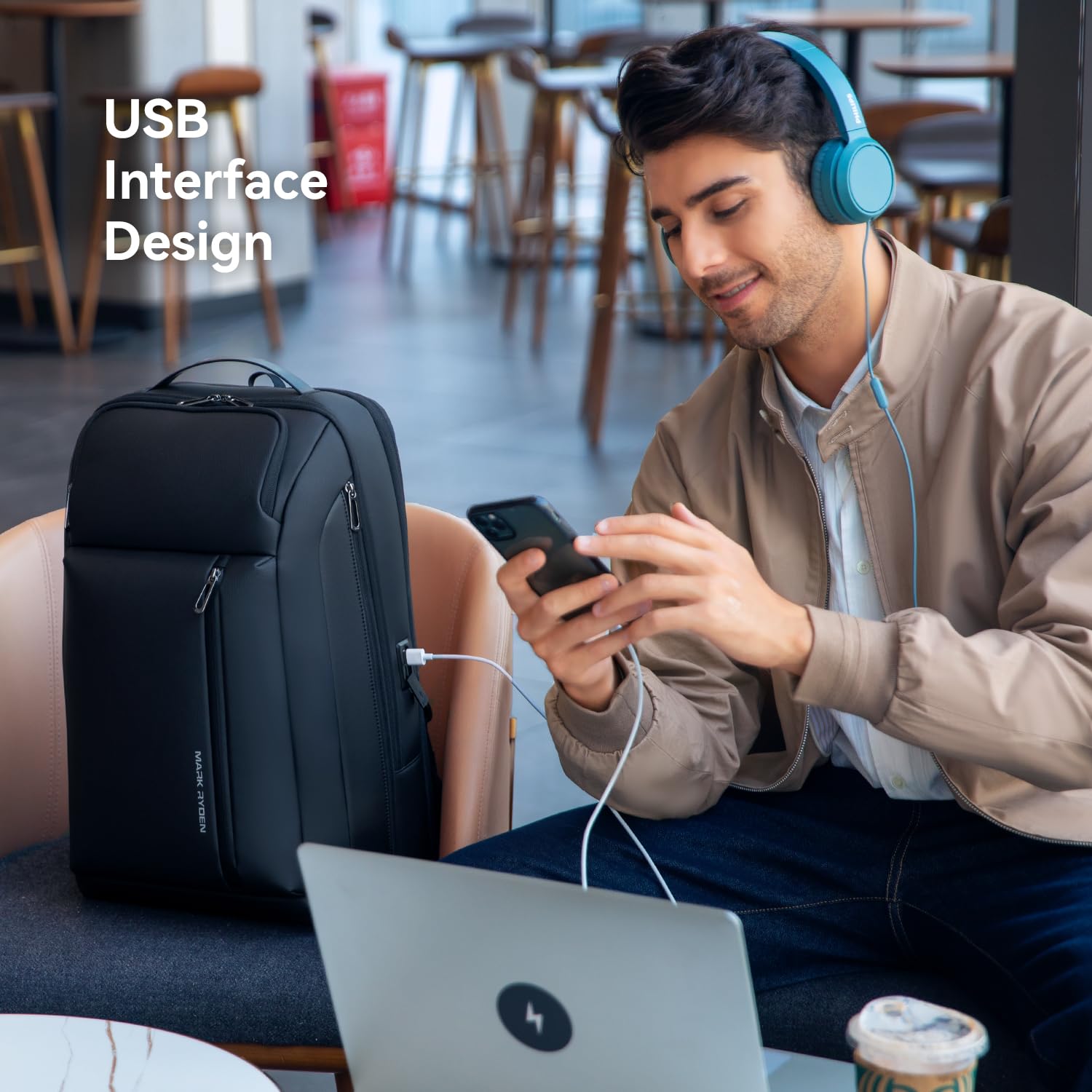 Mark Ryden Expandable 25-35L Waterproof Laptop Backpack for Men with USB Charging Port - Durable 15.6 Inch Computer Backpack for Work, Commute & Travel - Perfect for Business Trips, College Students and Daily Office Use