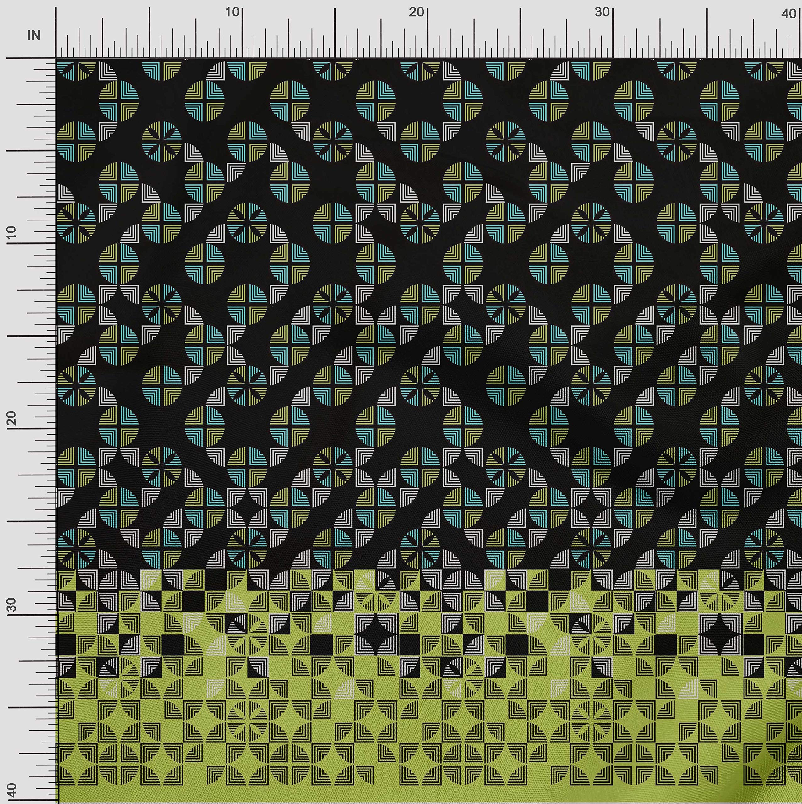 oneOone Polyester Spandex Black Geometric Print Fabric - 56 Inch Wide Sewing Material for DIY Clothing, Dresses & Home Decor Projects | Premium Stretch Fabric by The Yard