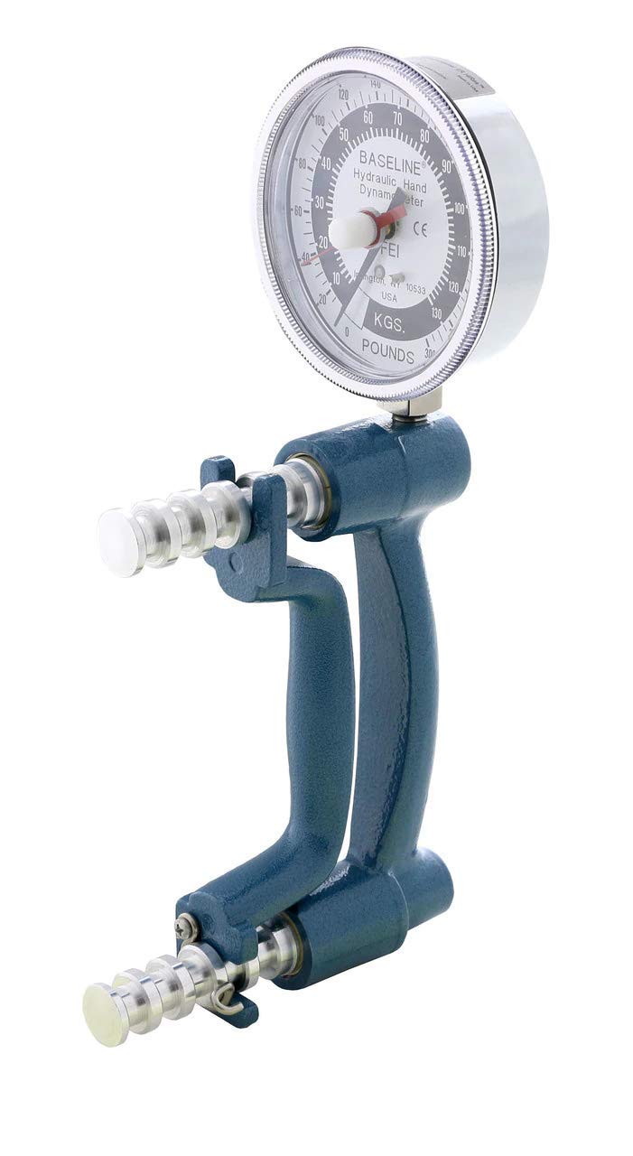 FEI Baseline 300 lb Hydraulic Hand Dynamometer - Professional Grip Strength Tester for Physical Therapy, Fitness Training & Rehabilitation (Medical, Home Gym, Occupational Therapy Use)