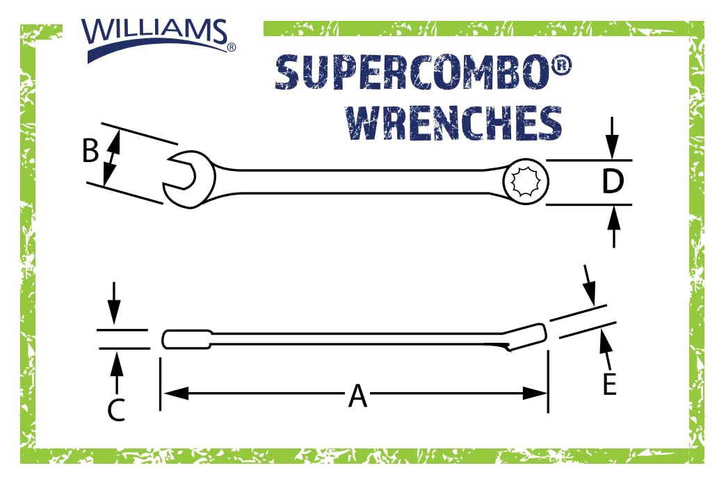 Williams MWS-18A 18-Piece Super Combo Wrench Set - Professional Grade Chrome Vanadium Steel Tools for Automotive Repair, Plumbing & DIY Projects - Perfect for Mechanics, Handymen & Home Improvement