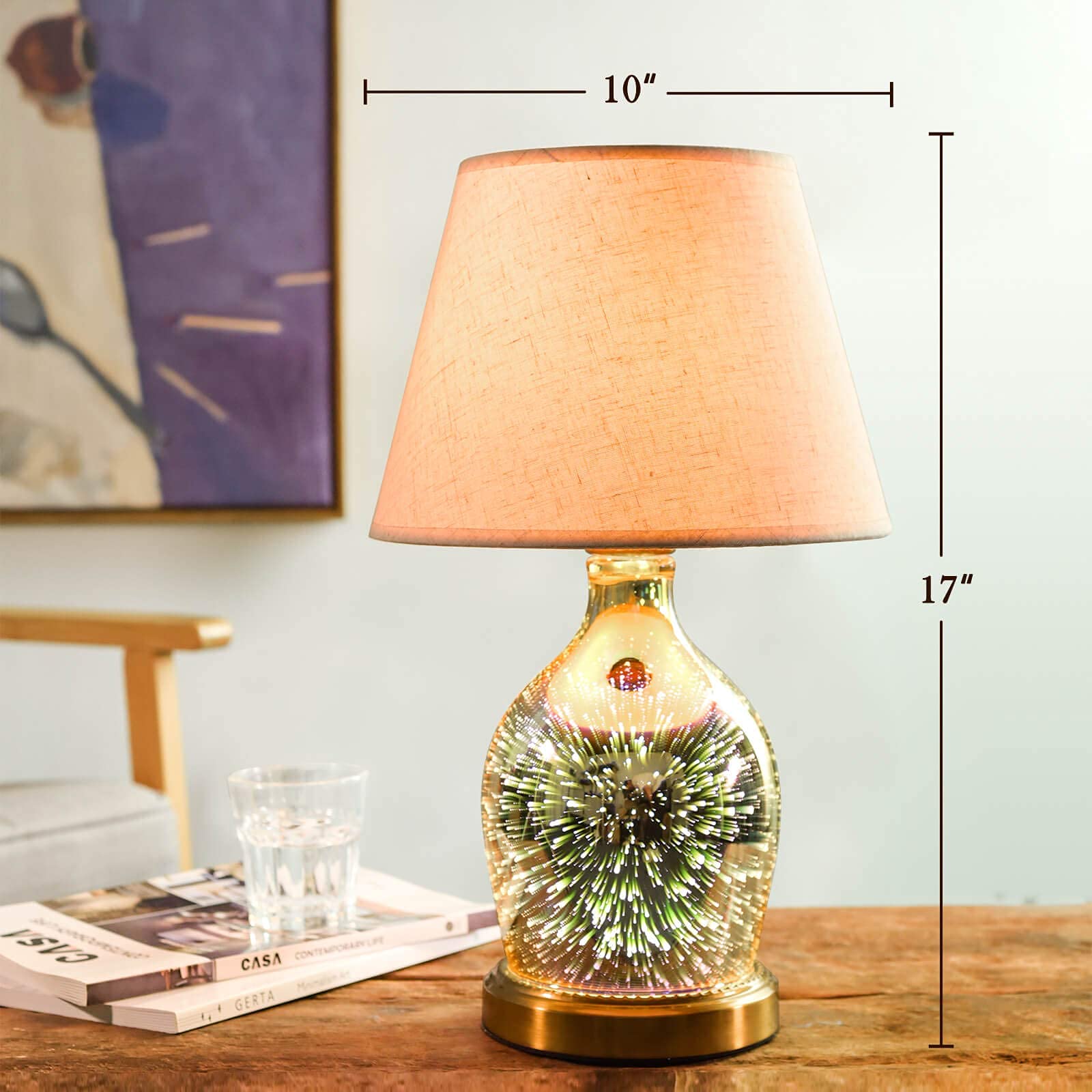 Porseme Modern Table Lamp with Pillar and Vase Set - Includes LED Bulbs - Perfect for Bedroom Nightstand, Living Room Decor, and Office Lighting
