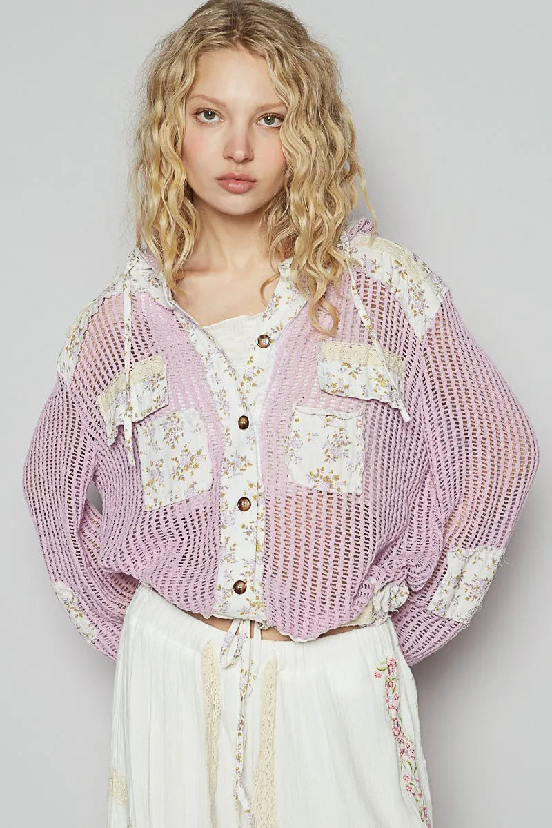 Boho Crochet Hoodie Jacket for Women - Beachy Patchwork Design, Lightweight Summer Cover-Up for Vacation & Outdoor Festivals