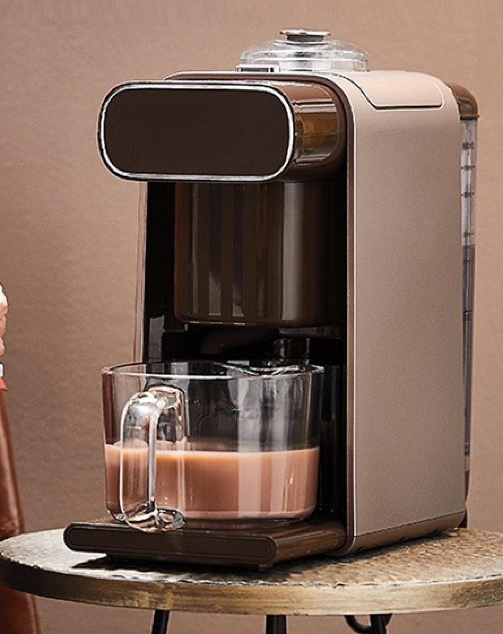 Joyoung DJ10U-K1 Fully Automatic Self Cleaning Soy Milk Maker - 350ml Compact Capacity, Coffee Brown - Perfect for Home, Office & Healthy Breakfast Preparation