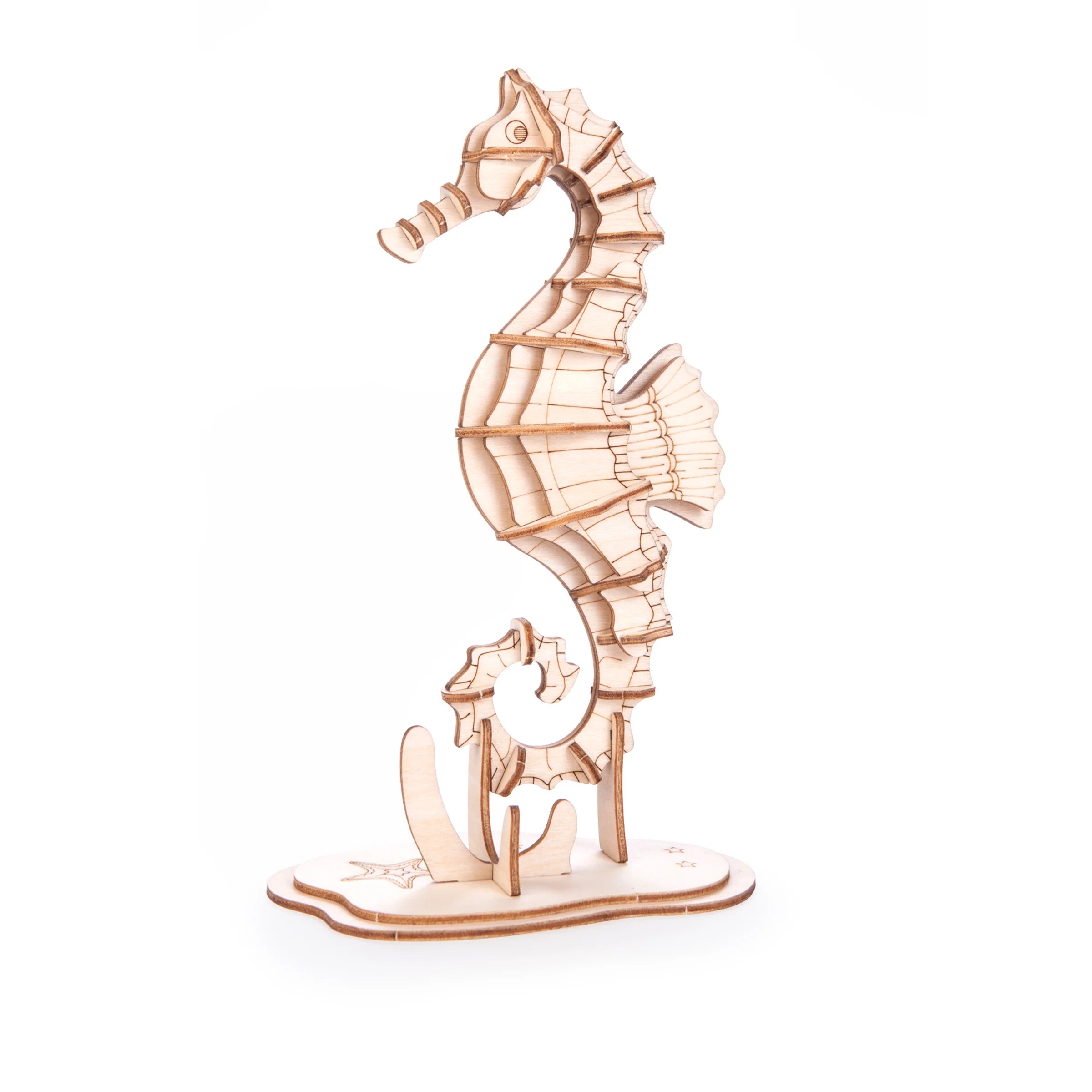 3D Wooden Seahorse Puzzle - DIY Craft Kit for Adults & Kids - Home Decor & Gift Idea for Ocean Lovers - Perfect for Stress Relief & Family Bonding Activities
