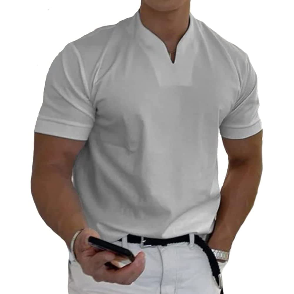 Gossiribbn 2022 Men's Business Casual Short Sleeve T-Shirt - Slim Fit Office Wear & Gym Shirt for Gentlemen | Perfect for Work, Meetings & Casual Outings