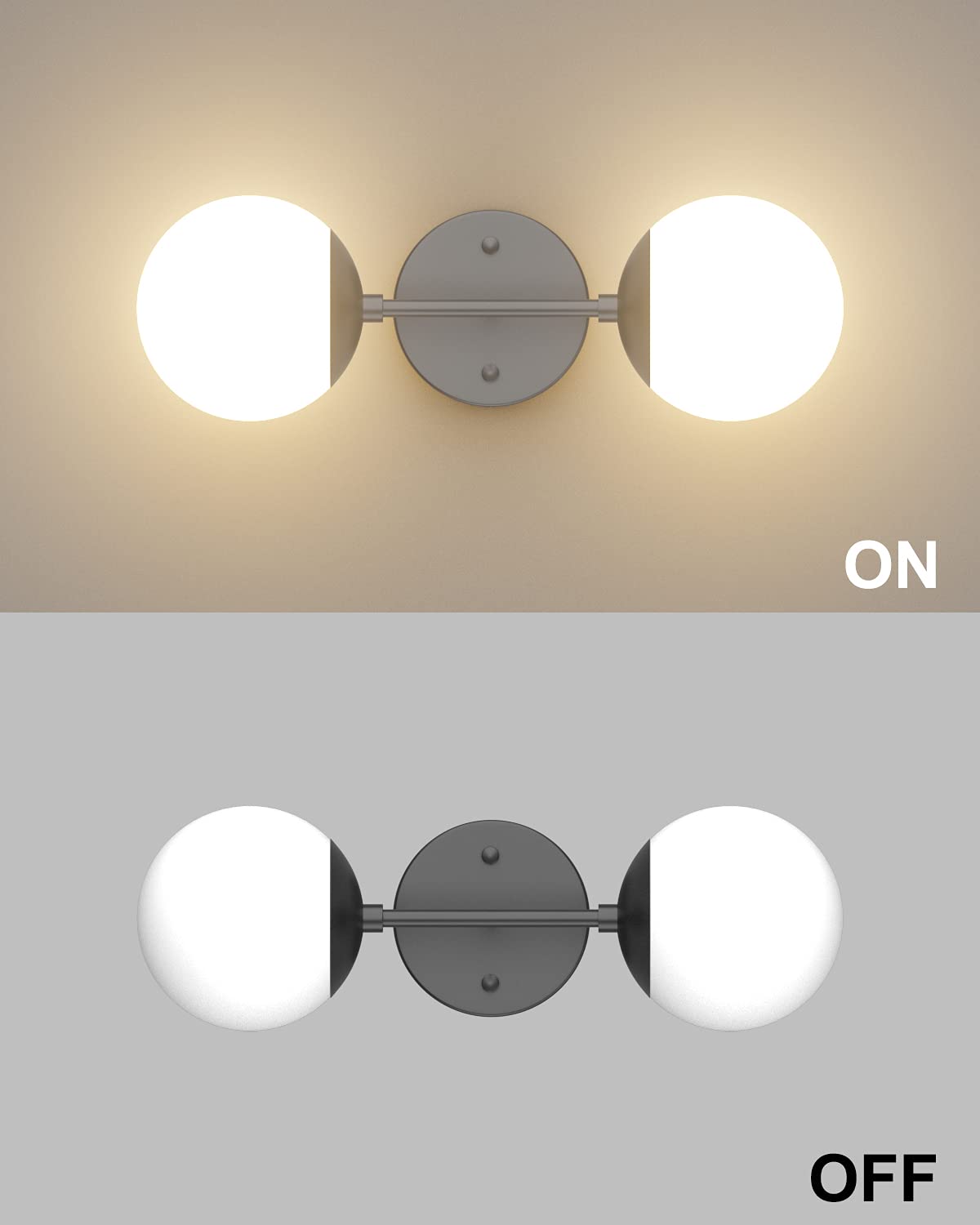 Tipace Black Wall Sconce 2 Lights - Modern Globe Wall Light Fixture with 3000K Warm White G9 Bulbs Included - Perfect for Restaurant, Living Room, Bedside, Stairs, Bathroom Mirror Lighting - Indoor Wall Mounted Sconce for Home & Commercial Decor