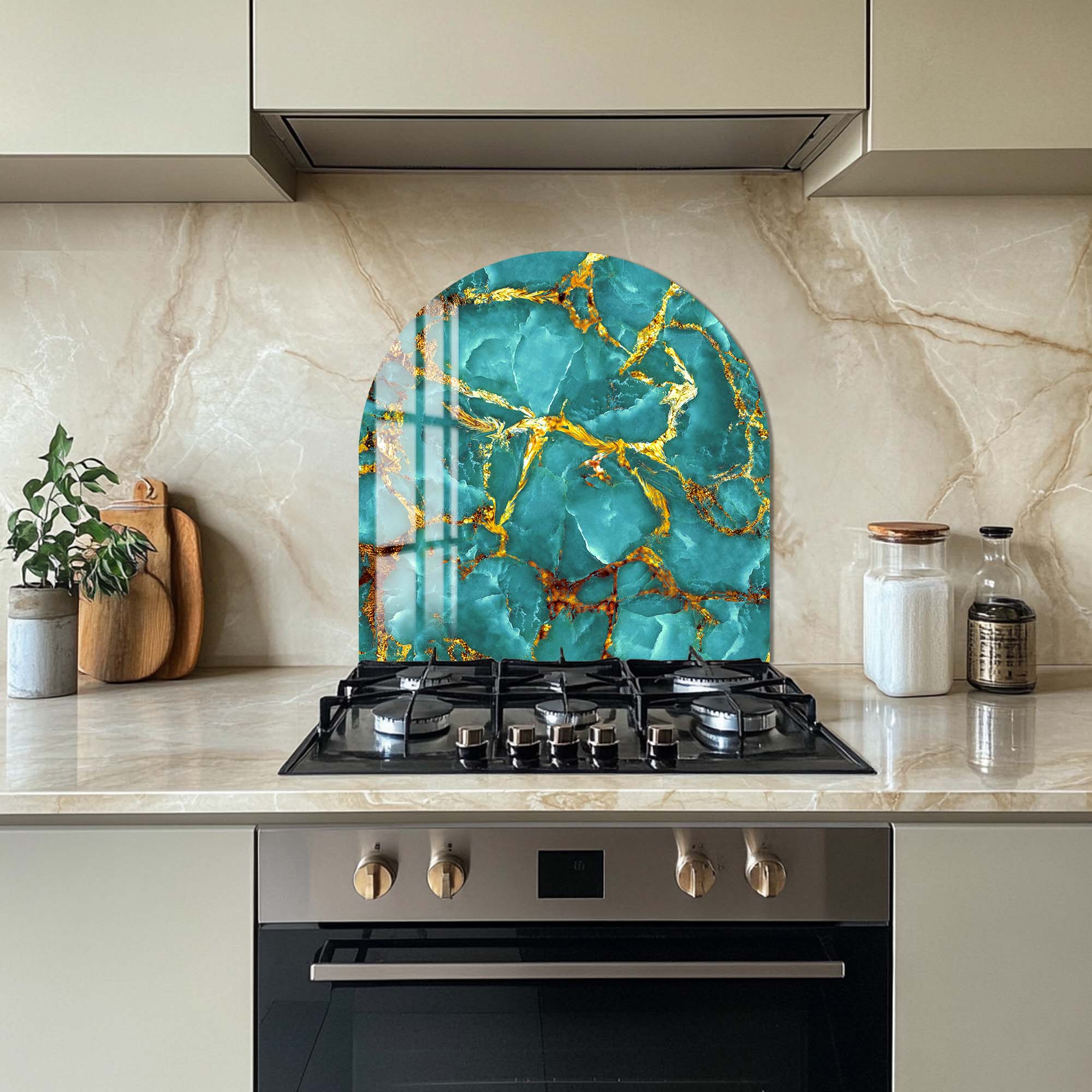 Sea Green Marble Glass Splashback - Elegant Kitchen Backsplash for Modern Homes | Perfect for Kitchens, Bathrooms & Commercial Spaces