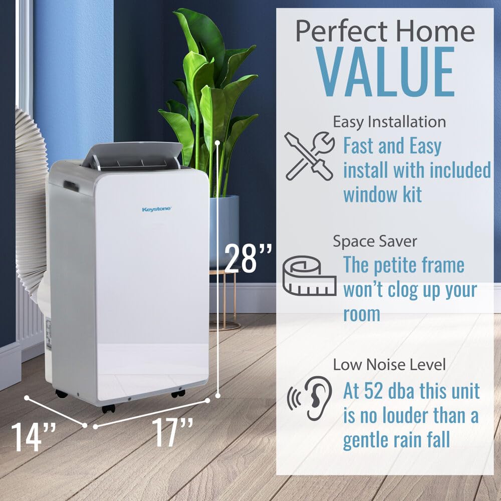 Keystone 8000 BTU Portable Air Conditioner - Compact Cooling for Small Rooms, Bedrooms & Offices | Energy Efficient AC Unit with Easy Installation