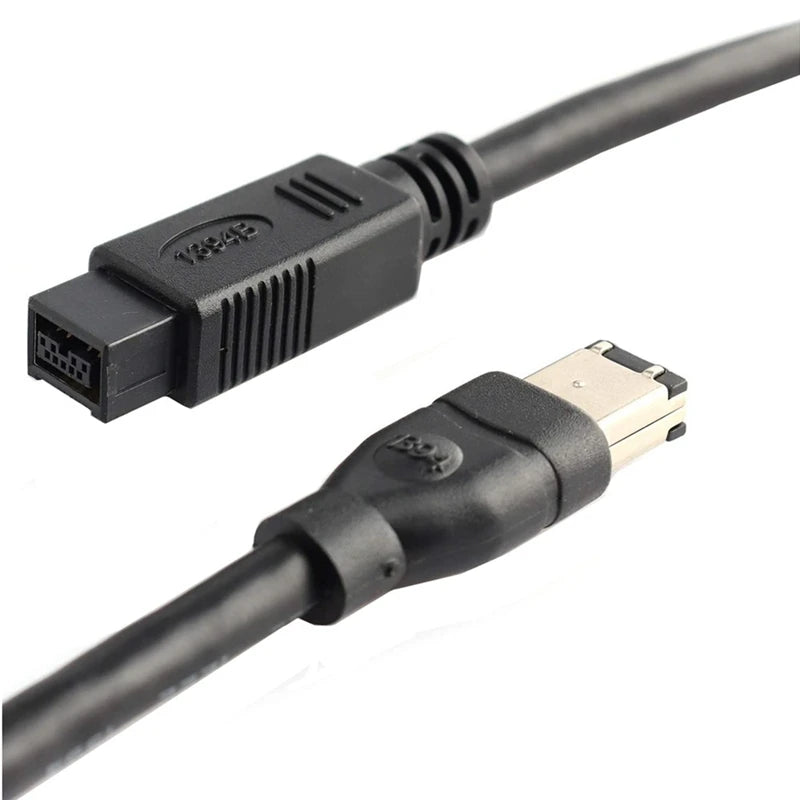 9 Pin to 6 Pin Bilingual FireWire 800 to FireWire 400 Cable - 1.8m (6ft) High-Speed Data Transfer Cable for Mac, PC, Cameras & External Hard Drives - Black