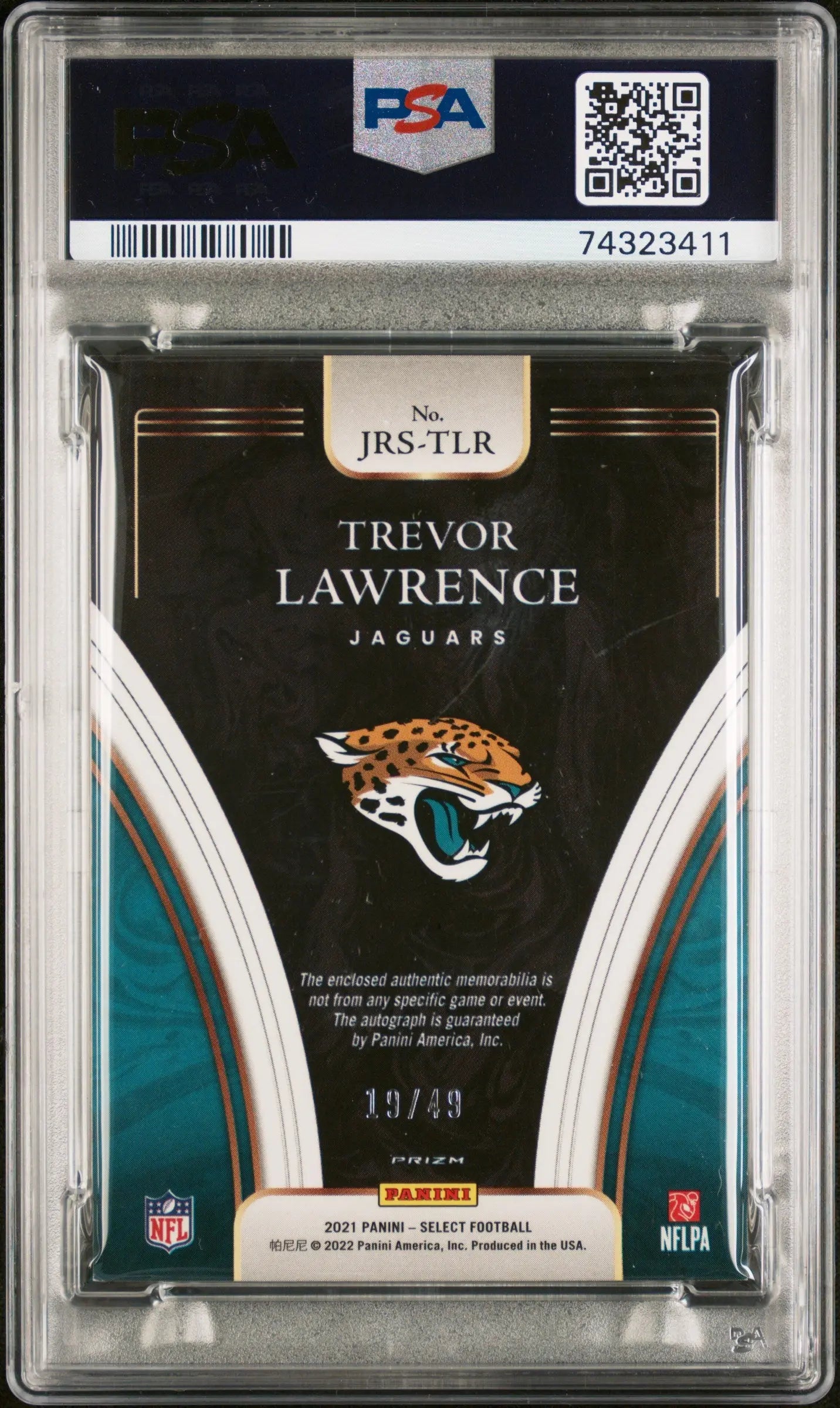 2021 Panini Select Jumbo Rookie Signature Swatches Trevor Lawrence PSA 8 19/49 - NFL Football Trading Card for Collectors & Investors - Perfect for Sports Memorabilia Displays & Fantasy Football Fans