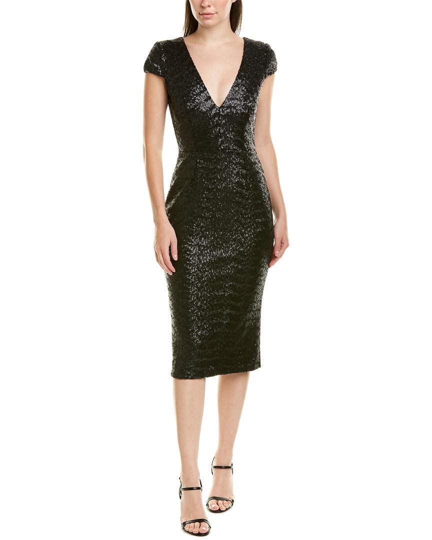 Dress the Population Women's Allison Sequin Midi Dress - Cap Sleeve Sheath Cocktail Dress for Party, Wedding & Special Occasions
