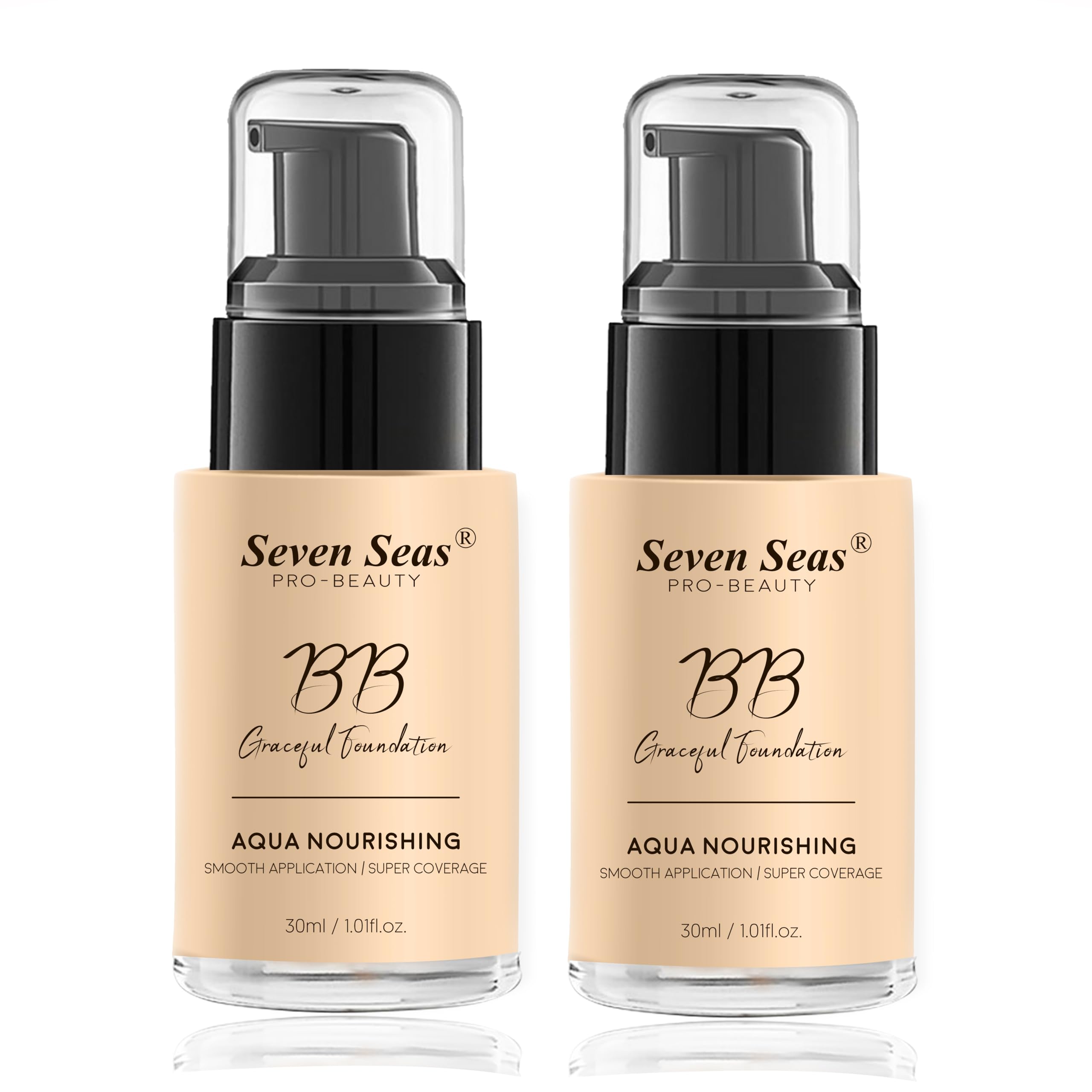 Seven Seas BB Gracefull Foundation - Aqua Nourishing Face Makeup with Smooth Application & Full Coverage for Women (Pack of 2, 30ML) | Perfect for Daily Wear, Special Occasions & Photo Shoots