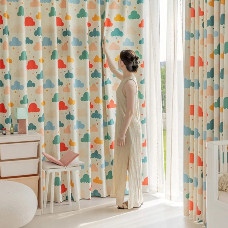 Whimsical Cloud Dreams Custom Nursery Room Curtains - Soft Blackout Window Drapes for Baby's Room Decor & Nursery Theme Ideas