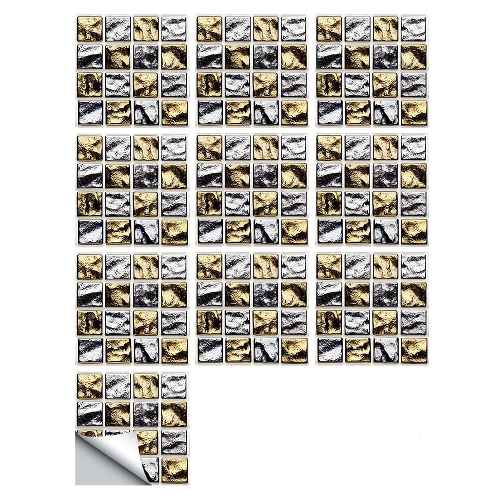 10-Pack Self-Adhesive Waterproof Wall Tile Stickers - Peel & Stick Backsplash for Kitchen, Bathroom, Laundry Room - Easy DIY Home Decor Upgrade (10 Sheets) - Perfect for Renovating Countertops, Cabinets & Shower Walls