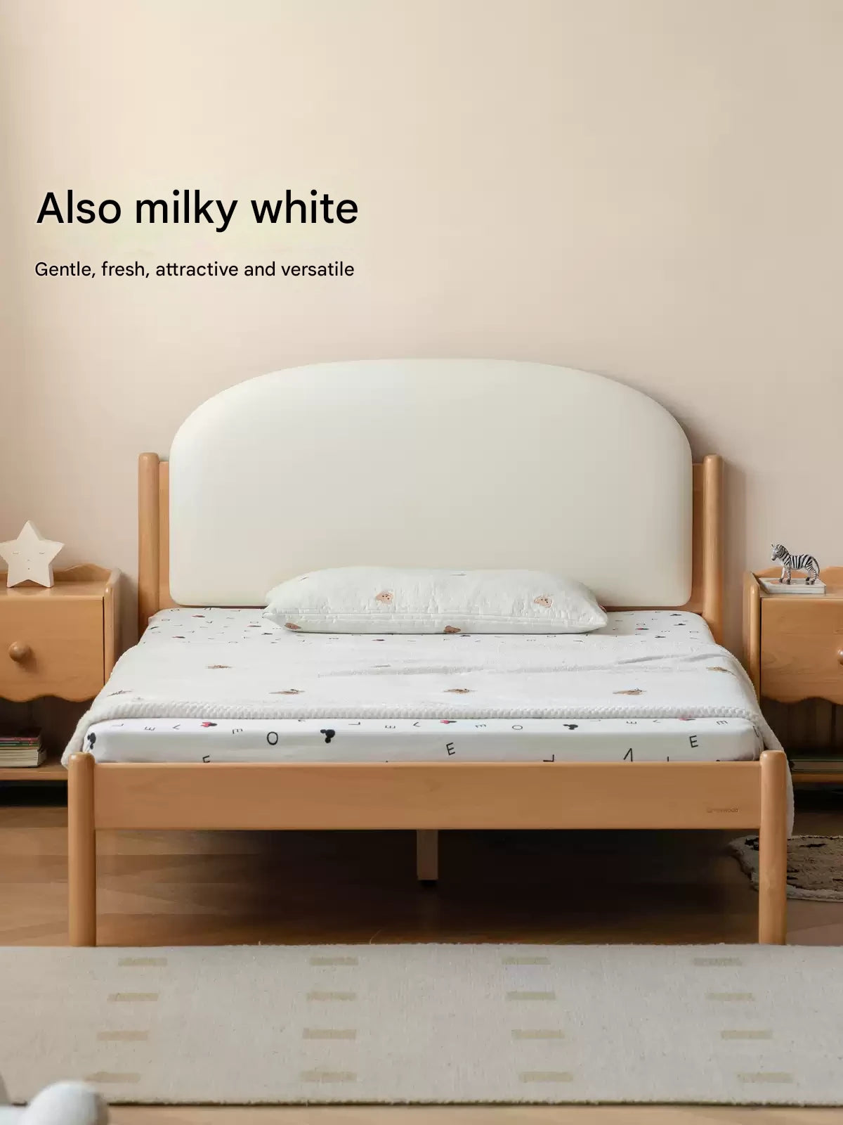 Organic Solid Wood Children's Bed - Birch & Beech Frame with Premium Leather Accents | Safe, Non-Toxic Toddler Bed for Nursery, Bedroom & Montessori Rooms