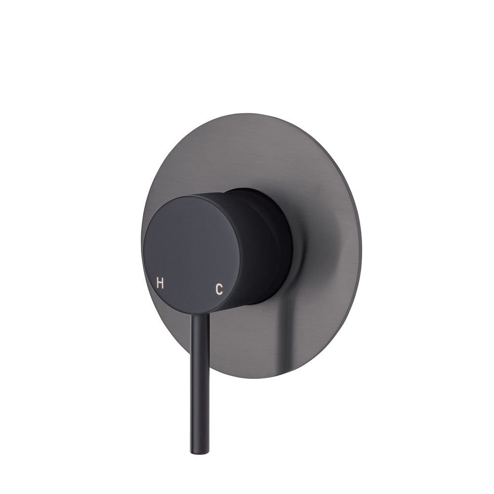 Fienza Kaya Large Round Plate Wall Mixer Faucet - Matte Black Finish for Modern Kitchen & Bathroom Sink