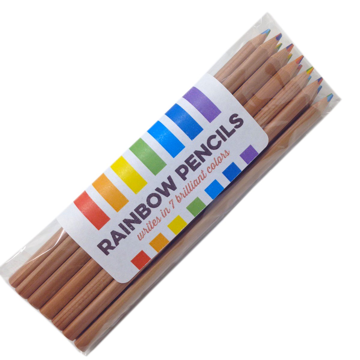 Rainbow Pencils 7 Colors in 1 - Triangular Grip - Natural Cedar (12 Pack) for Art & School