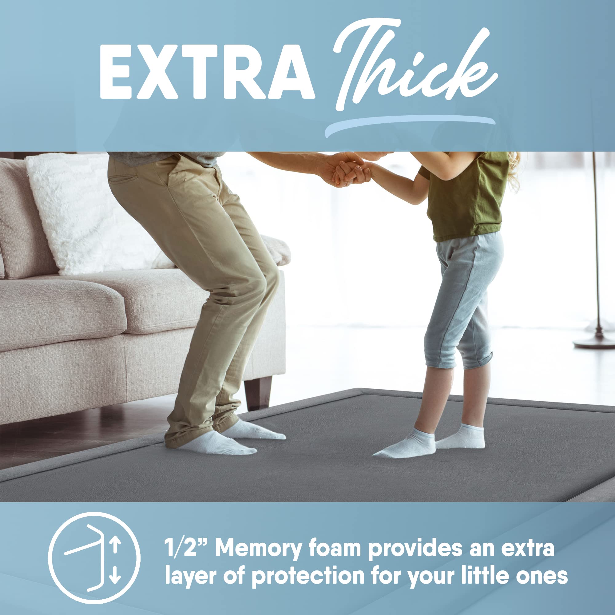 Premium MICRODRY Memory Foam Area Rug - Ultra Soft Microfiber Carpet with Built-in Non-Slip Pad, Fade & Stain Resistant - Perfect for Living Room, Bedroom, Kids Room (3'x5', Dark Grey) - Cozy Home Decor & Floor Protection
