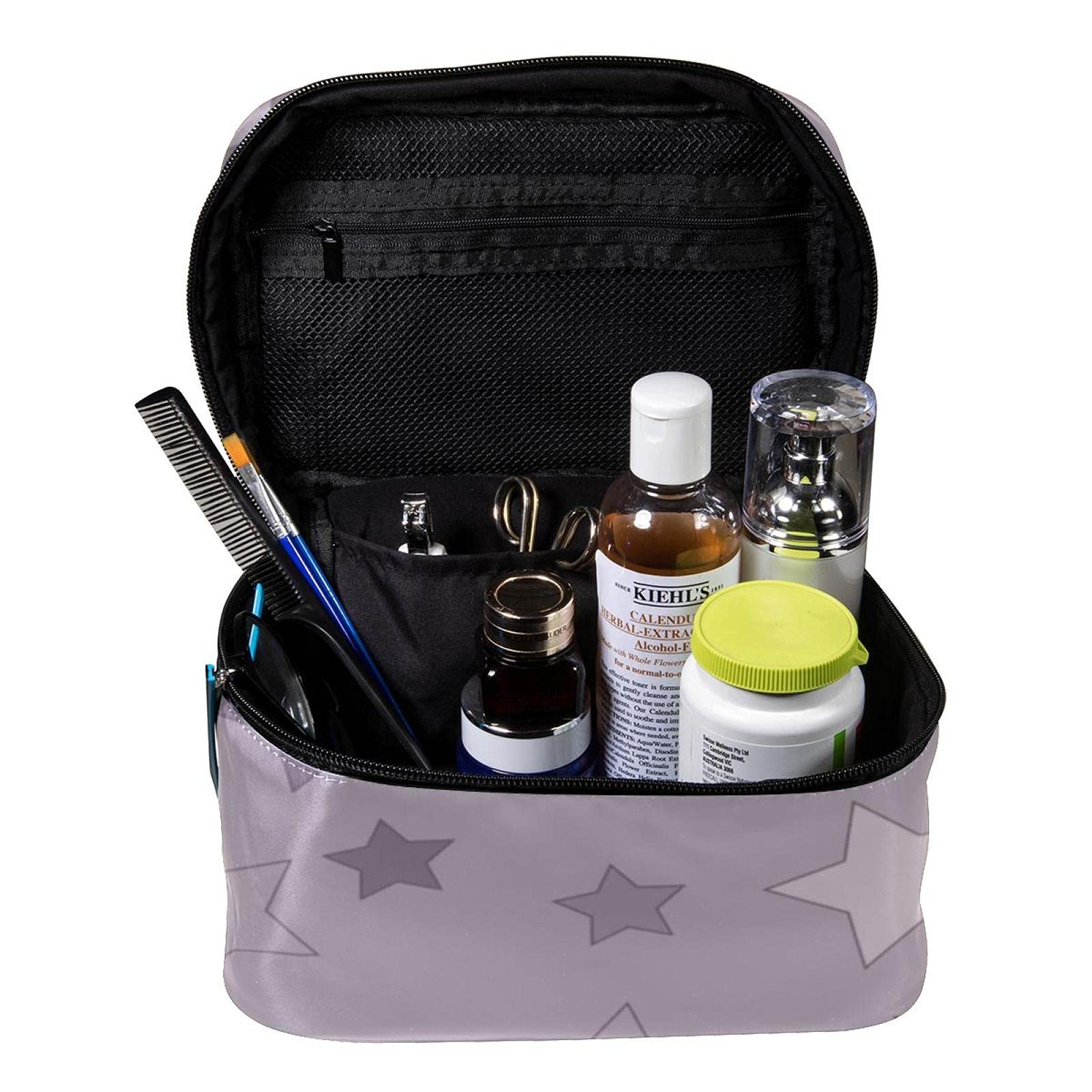 Retro Stars Cosmetic Bag for Women - Large Travel Makeup Organizer with Zipper, Perfect for Vacation & Daily Use