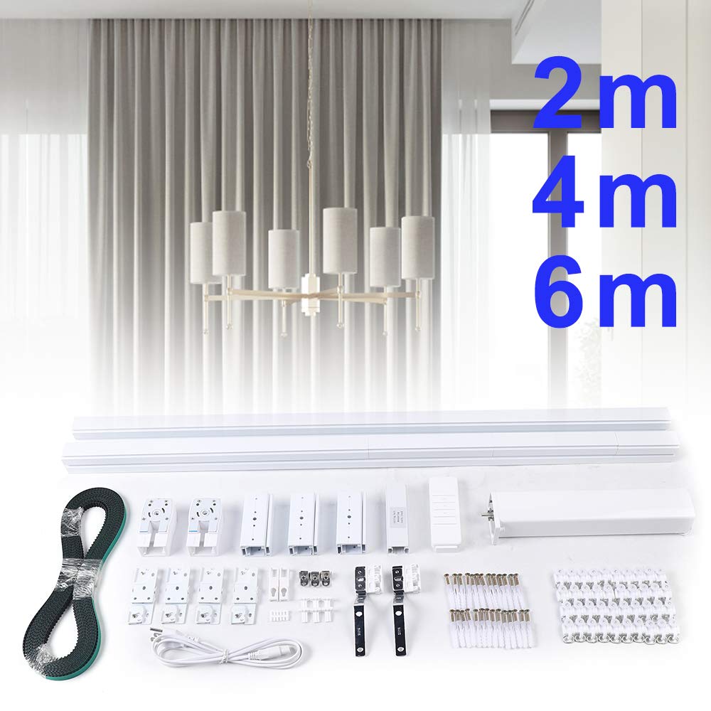 6M Motorized Curtain Track with Remote Control - Smart Electric Curtain Rail System for Home, Ceiling or Wall Mount, Center Opening Design (Ideal for Living Room, Bedroom & Home Theater Automation)