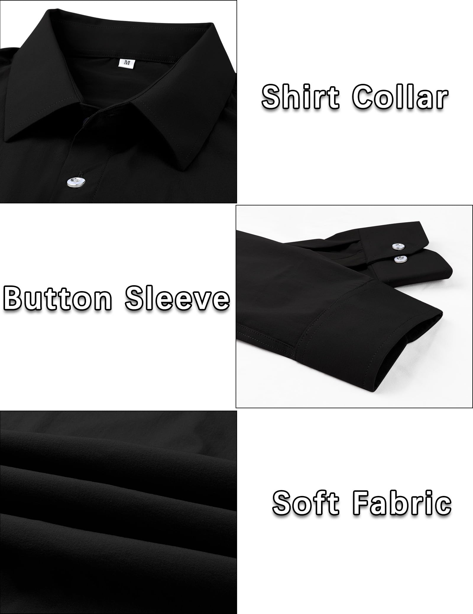Men's Slim Fit Stretch Muscle Dress Shirt - Solid Long Sleeve Business Casual Button Down Shirt for Athletic Build | Perfect for Office, Meetings & Formal Events