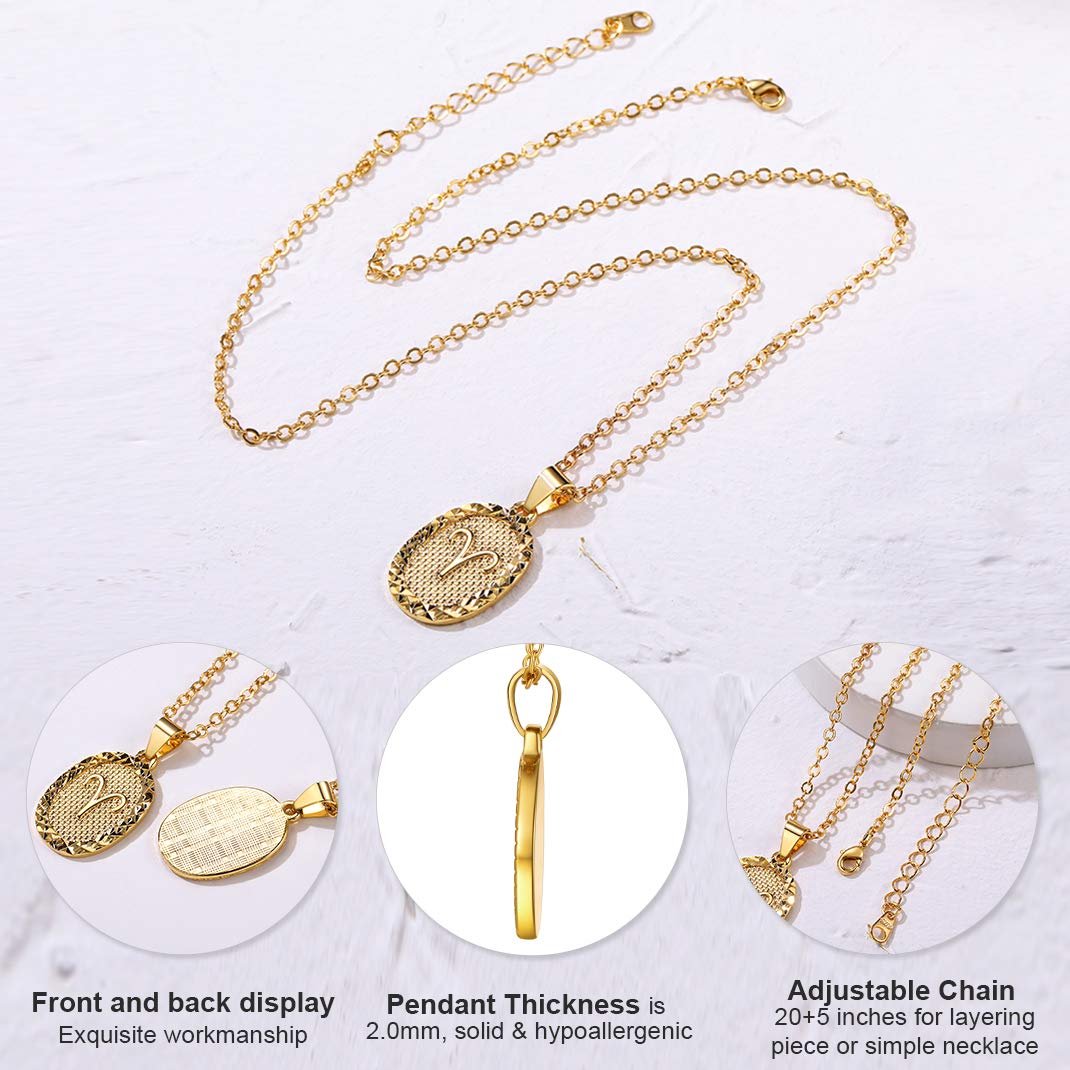 GOLDCHIC Zodiac Necklace for Women & Men - 12 Constellation Coin Horoscope Pendant with Birthstone Charm | Astrology Jewelry Gift for Birthday, Anniversary & Spiritual Protection