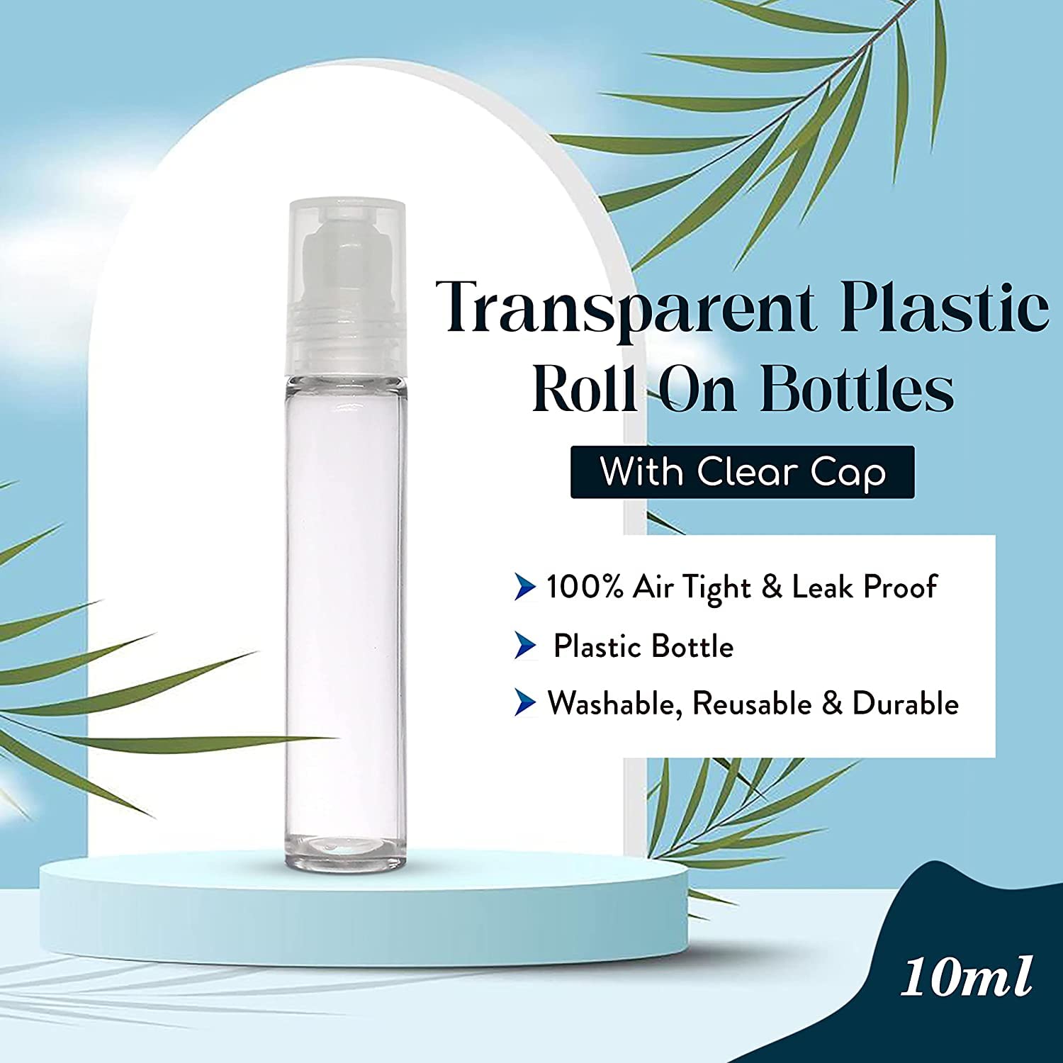 M.C. PIPWALA 10ml Clear Plastic Roll On Bottles with Transparent Cap - Essential Oils, Perfume & Aromatherapy Dispenser for Travel & Home Use