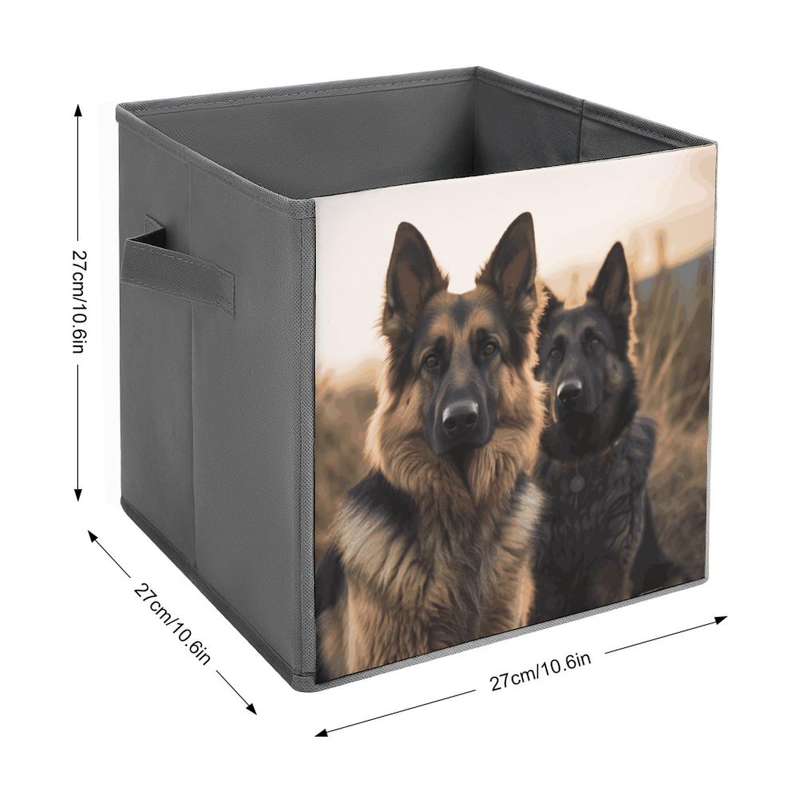 German Shepherd Printed Storage Baskets 2-Pack - Foldable Fabric Storage Bins for Home Organization | Perfect for Closet, Nursery & Pet Supplies Storage