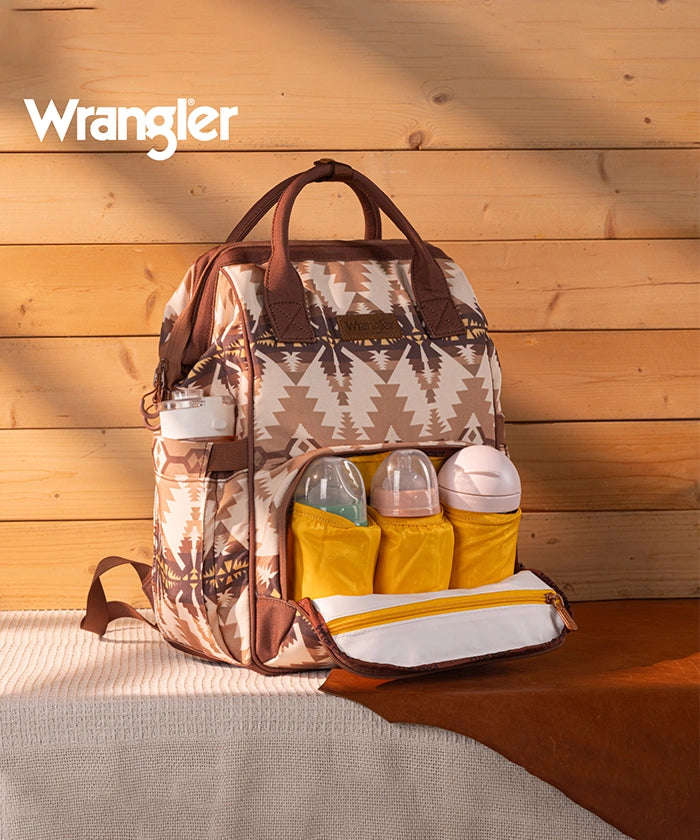Wrangler Aztec Printed Diaper Bag - Stylish & Spacious Baby Essentials Organizer for Travel, Outings & Everyday Use