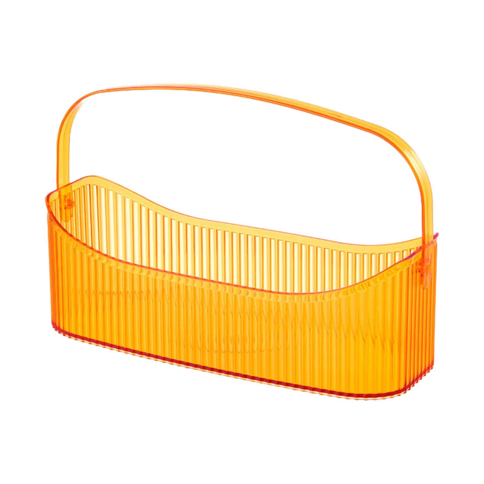 MagiDeal Yellow Desktop Storage Basket with Handles - Bathroom Organizer for Cosmetics, Perfumes & Shower Gels | Home Decor Fruit Plate | Perfect for Bedroom, Bathroom & Office Organization