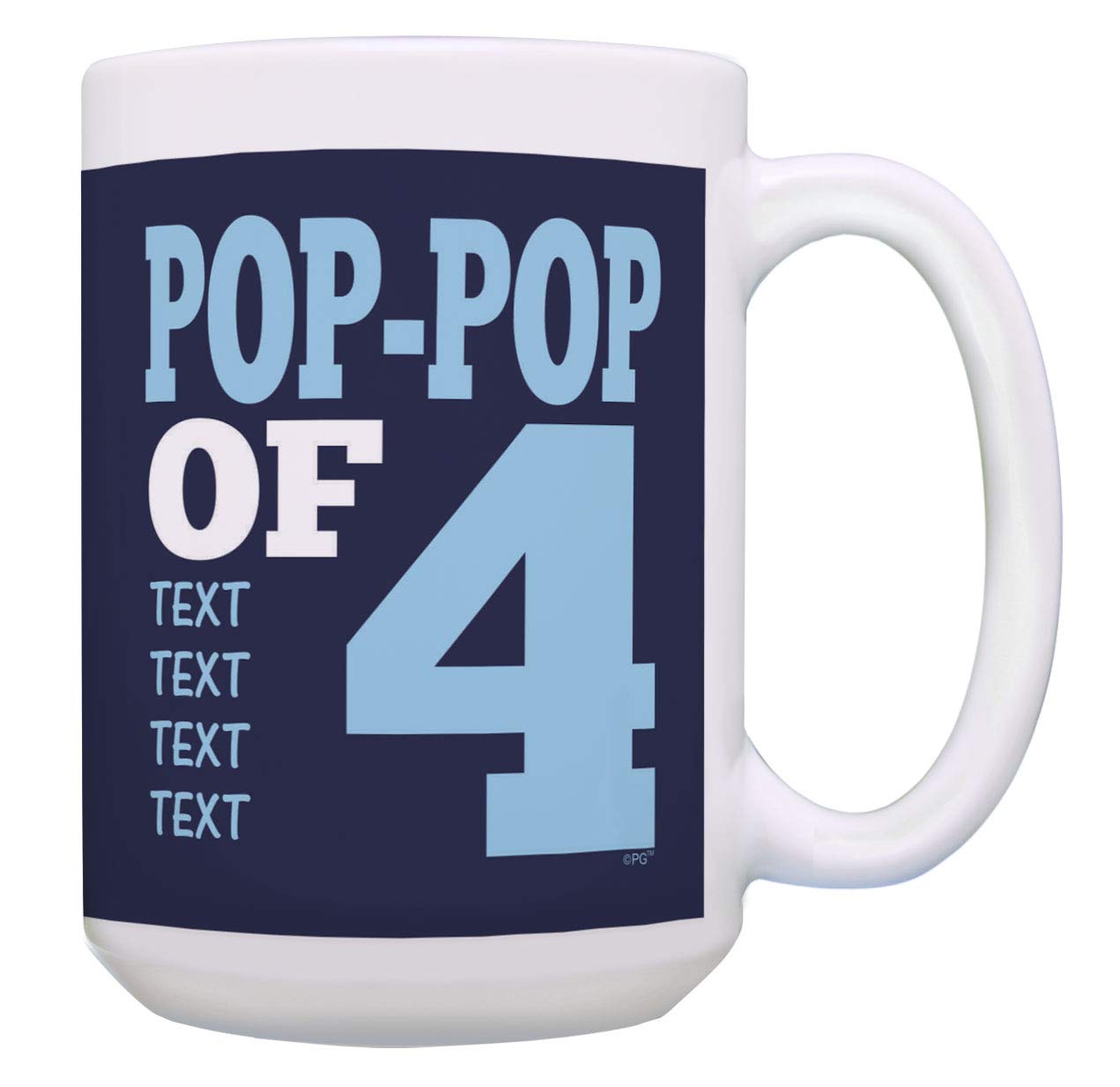 Personalized Grandfather Coffee Mug - Custom Engraved 15oz Tea Cup with 4 Names | Birthday Gift for Dad, Grandpa | Perfect for Father's Day, Retirement & Family Celebrations