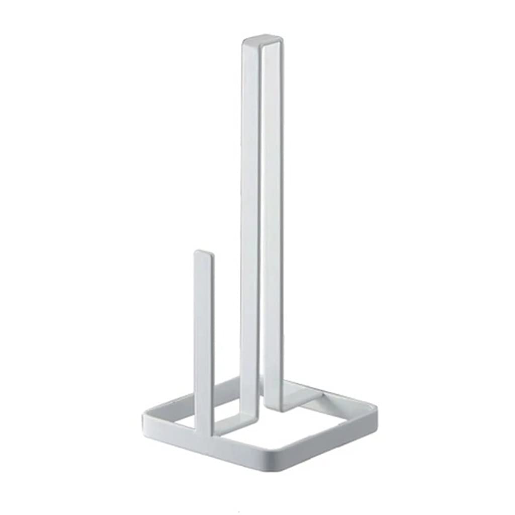 White Vertical Kitchen Roll Paper Towel Holder - Bathroom Tissue Stand & Dining Table Napkin Rack - Space-Saving Kitchen Storage Shelf for Home, Office, and Restaurant Use